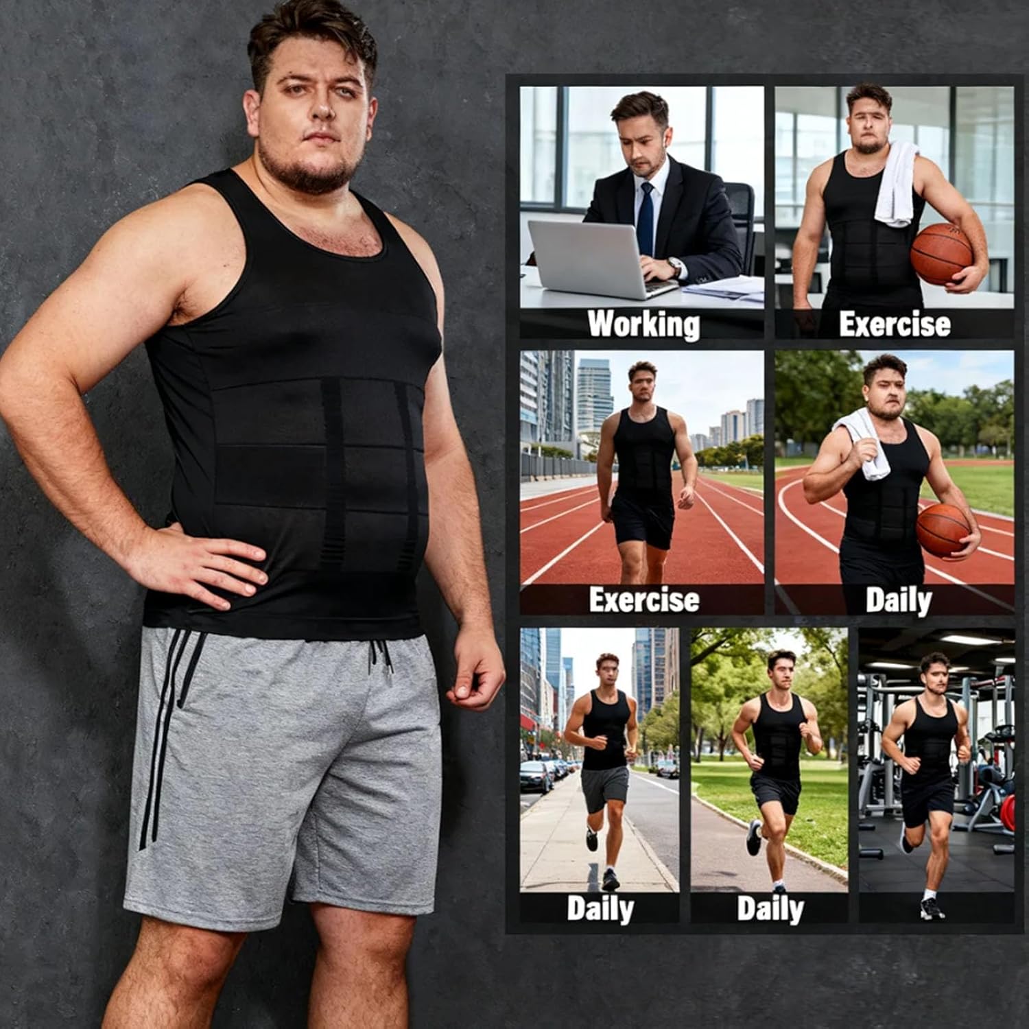 Shaping Tank Men 2.0 Compression Shirt Shapewear Workout Tops Breathable Shaper Vest Abs Abdomen Undershirt - Image 7