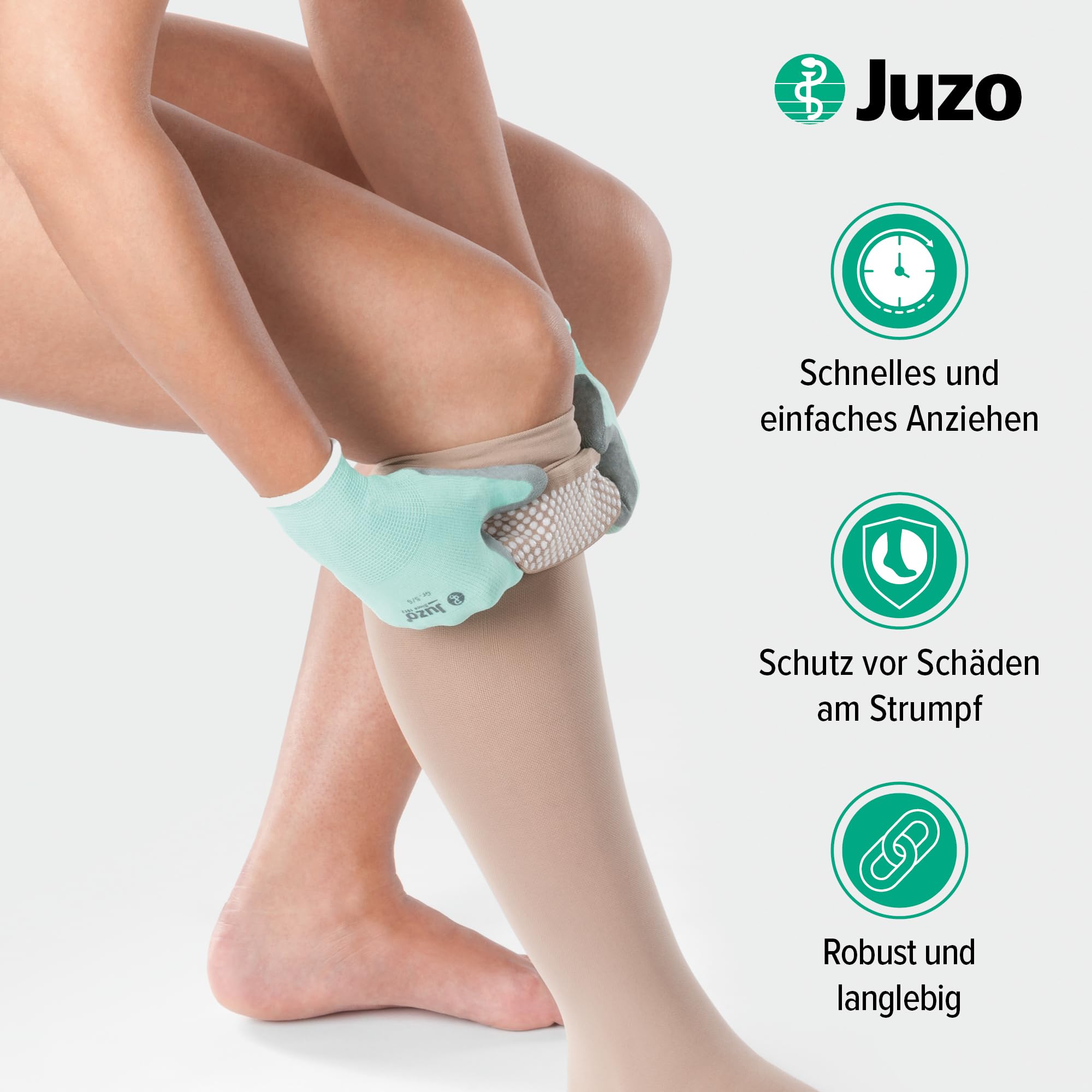Juzo Anzieh-Spezialhandschuhe fr Kompressionsstrmpfe, Anziehhilfe, mit  griffiger Beschichtung, mintgrn-grau, Gre S/5 : Amazon.de: Drogerie &  Krperpflege