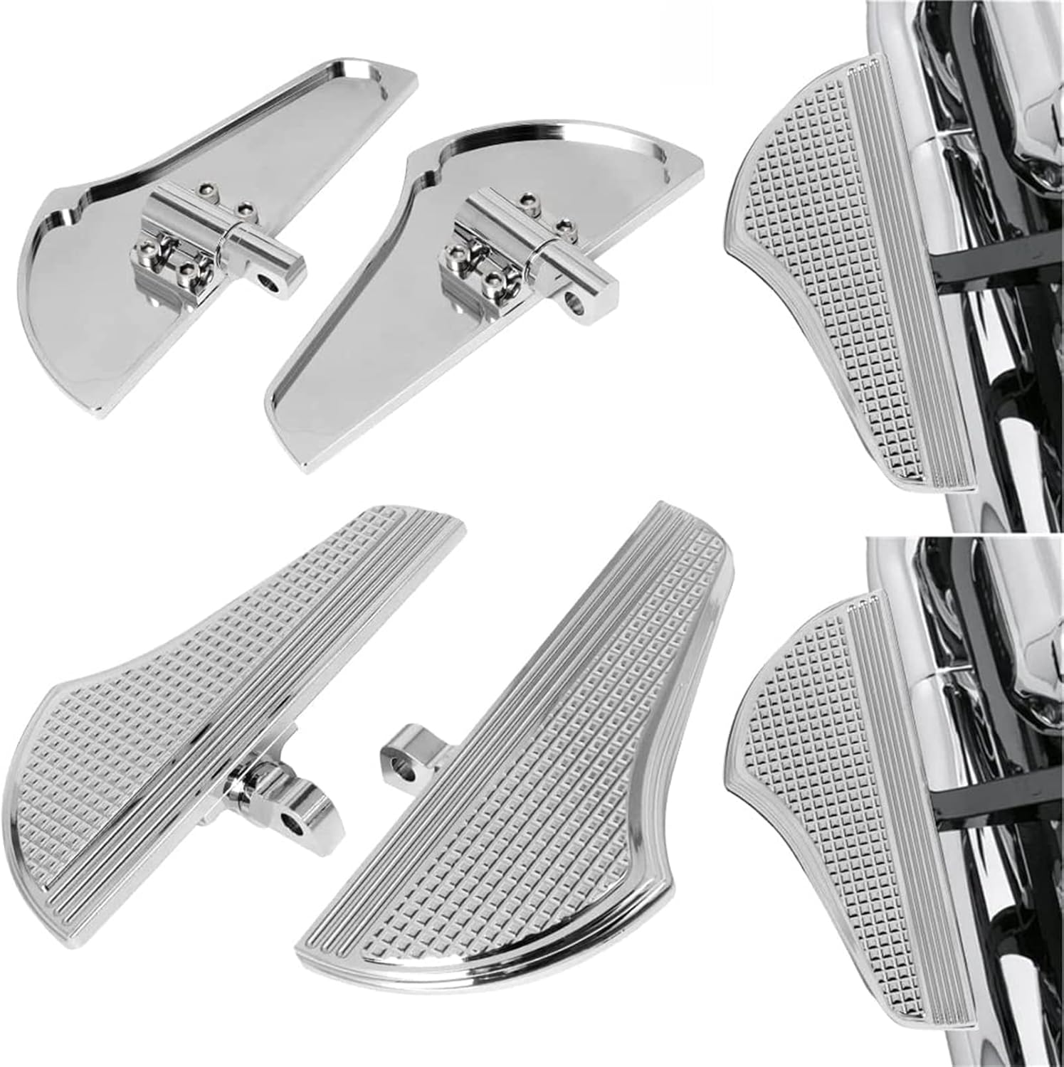 Motorcycle Floorboards CNC Male Mount Foot Rest Pegs For Harley Touring Softail, Chrome