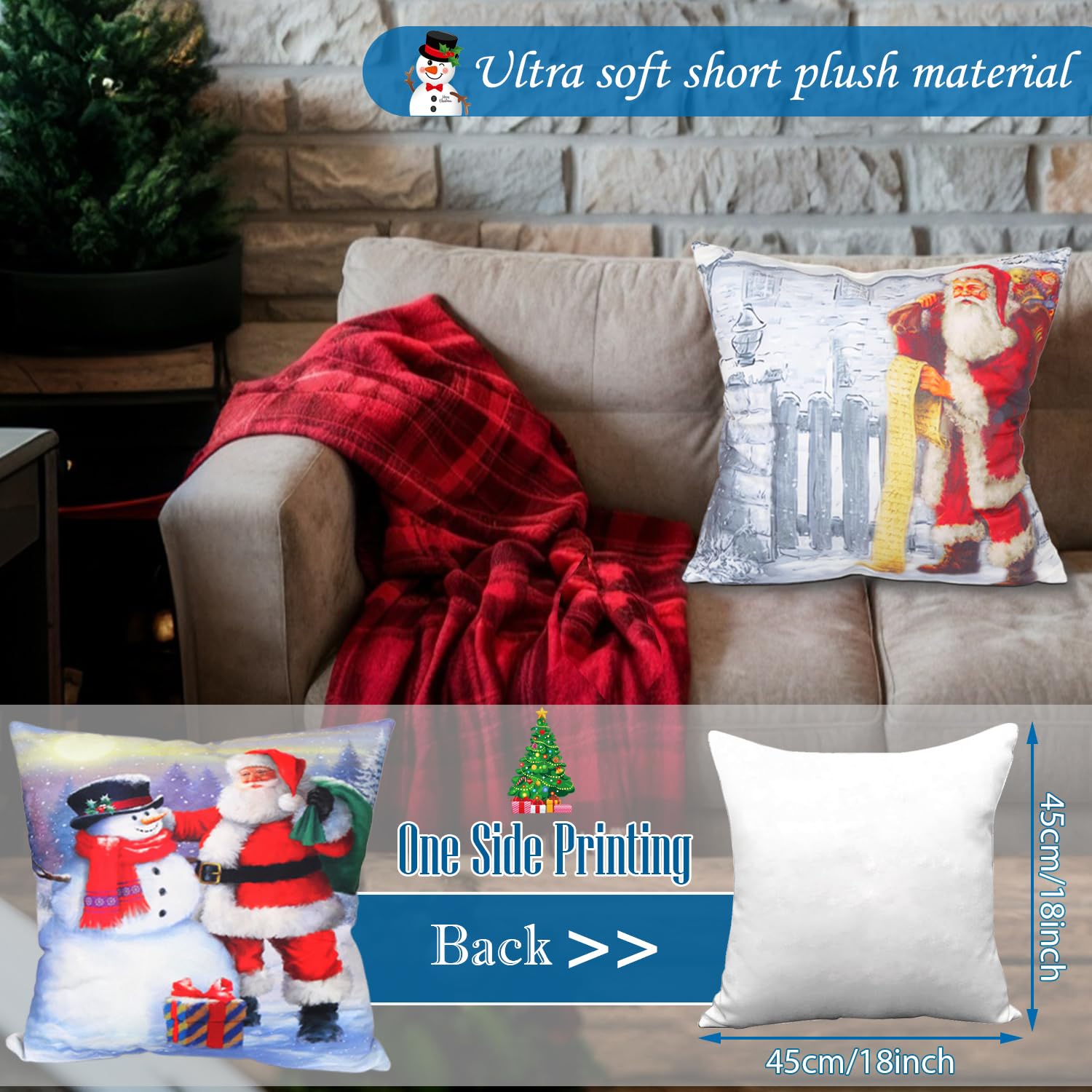 Xyxu Christmas Cushion Covers Set Of 4, Christmas Decorations indoor Santa Claus Xmas Pillow Cases Covers - Image 3
