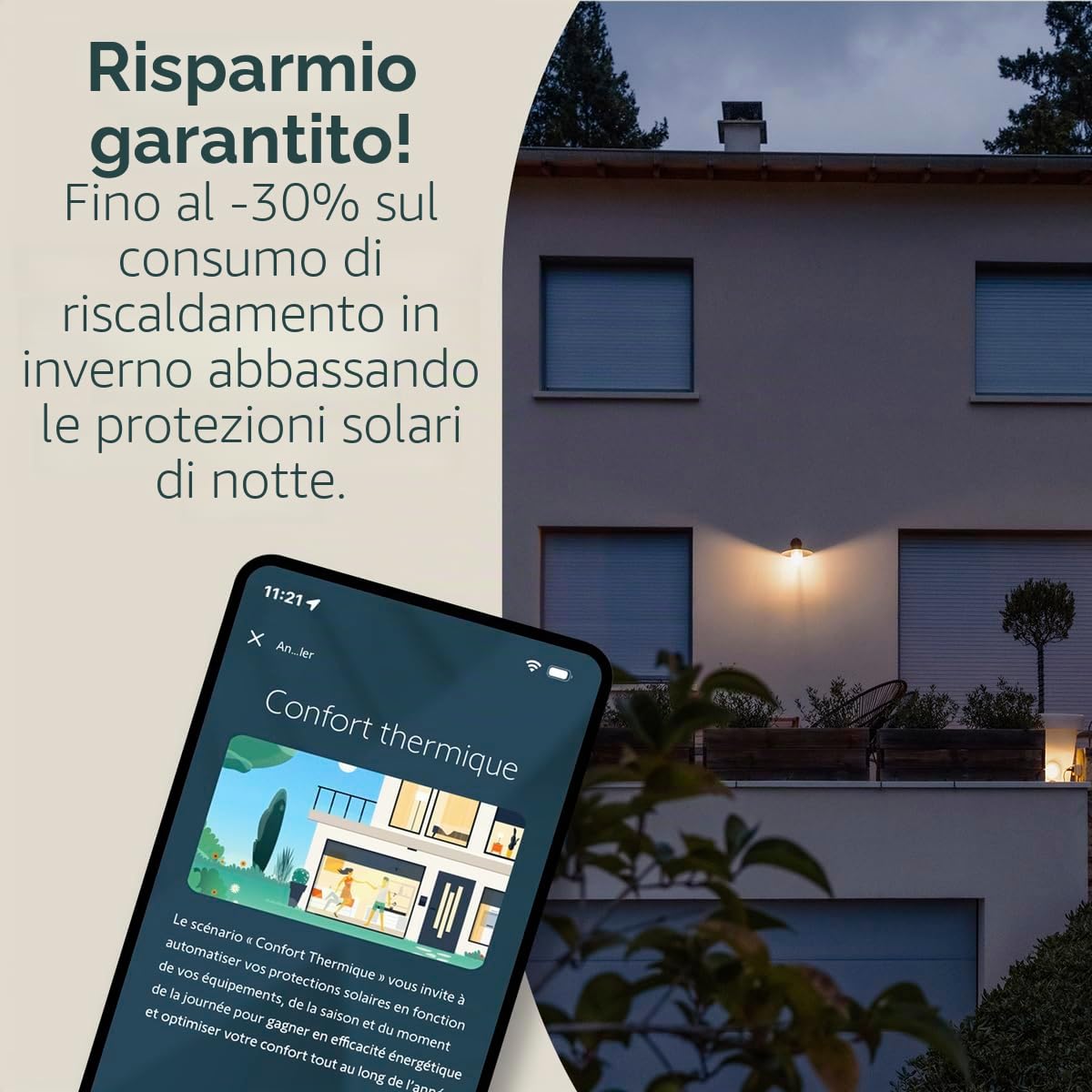 Somfy 1871307 Suntéis io - Sensore di sole e temperatura esterna - Compatibile Tahoma Switch - Automatizza persiane, persiane e tutte le protezioni solari motorizzate compatibili