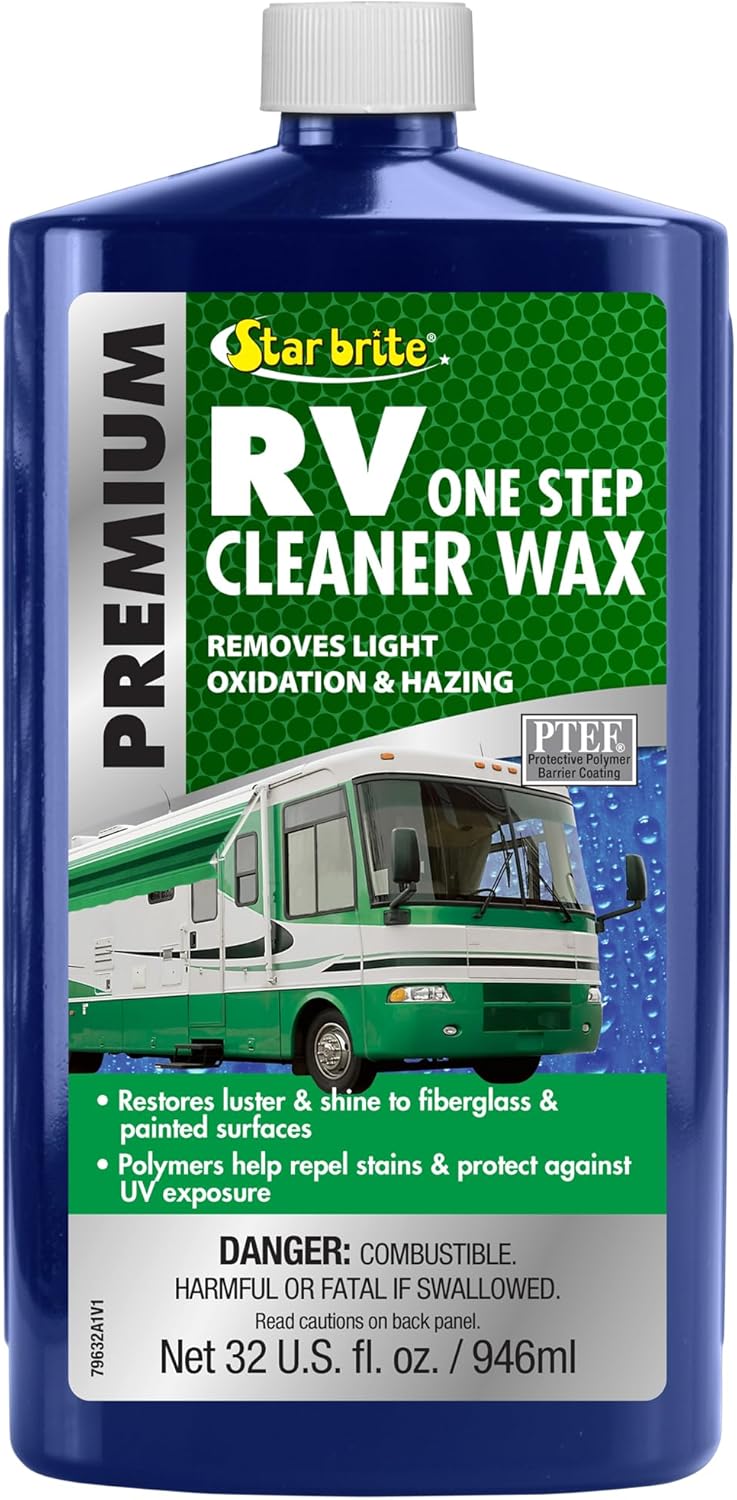 STAR BRITE Premium RV One Step Cleaner Wax - Cleans, Protects & Enhances RVs - Restores Color & Shine - UV Inhibitors - Ideal for Scuff Marks - Use by Hand or Buffer