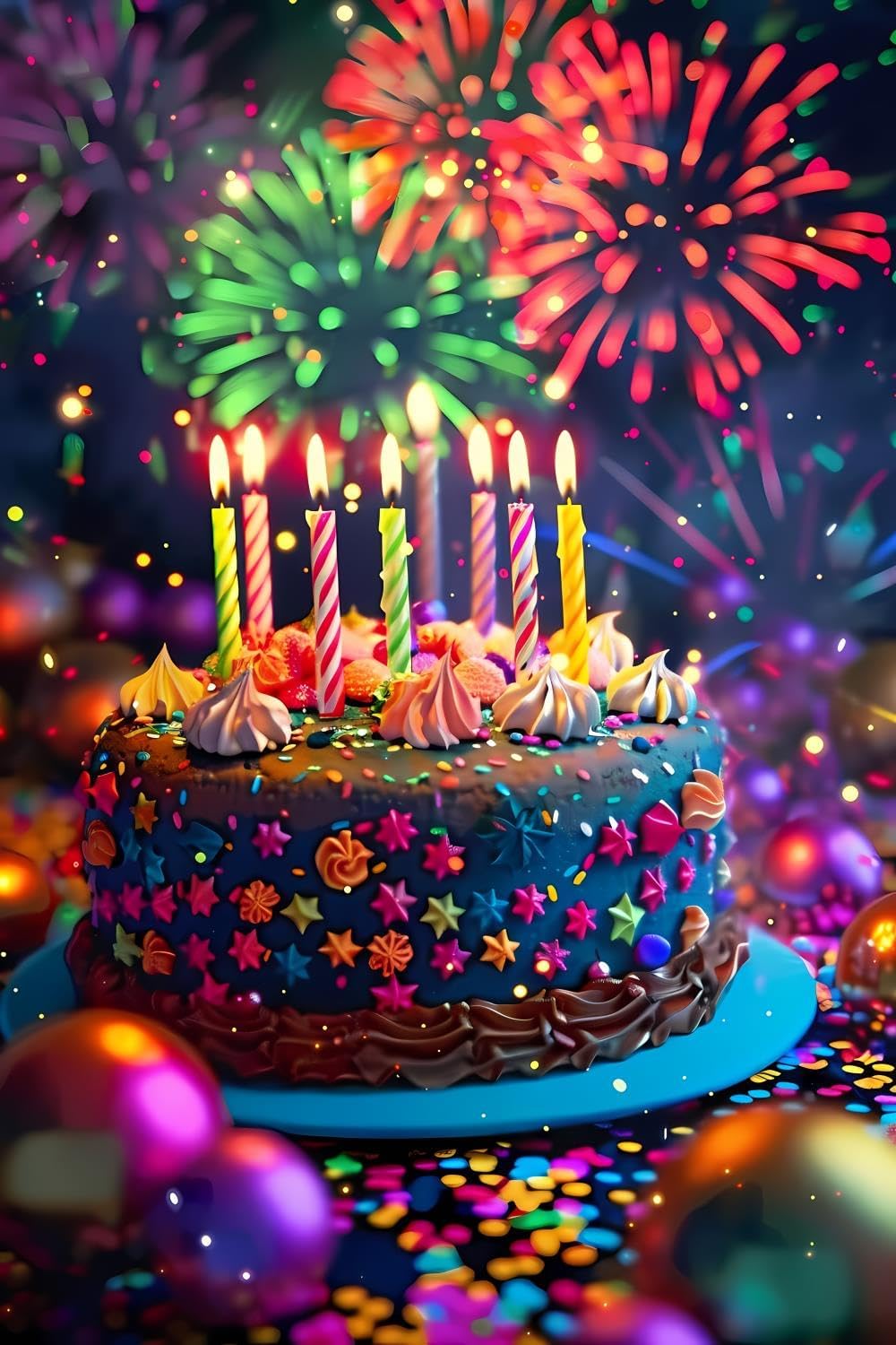 SOIOEOR 5D Colorful Cake Under The Stars Diamond Painting Kits for Adults, Cake DIY Full Round Drill Gem by Number Kits Arts and Crafts for Home Wall Decor Gifts 20x30 inch