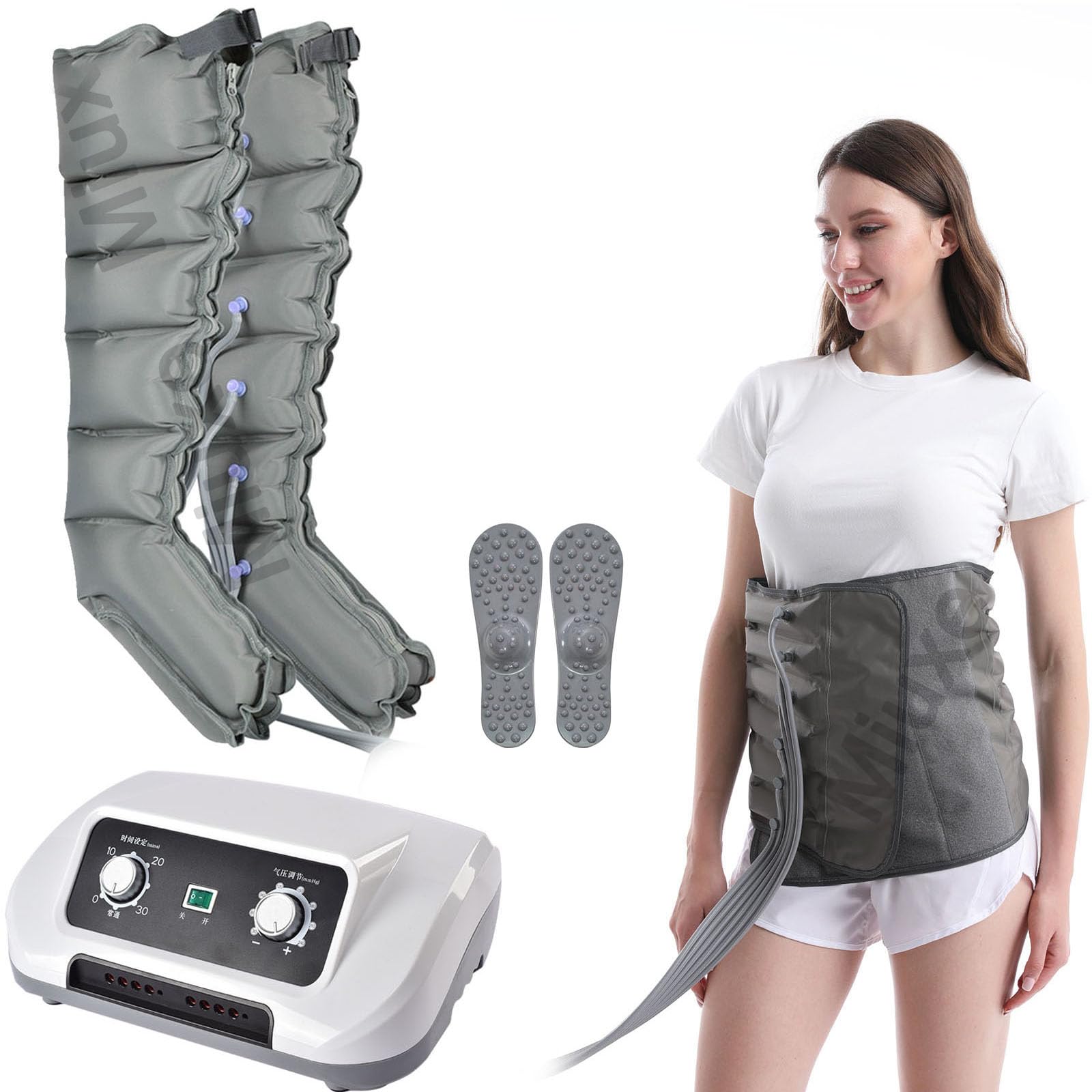 Bottes Pressothérapie Lymphatique, Pressotherapie pour Jambes Ventre Bra, Appareil De Massage Compression d'air, Amélioration De Douleur Relaxation, Masseurs Électriques Circulation Sanguine Jambes
