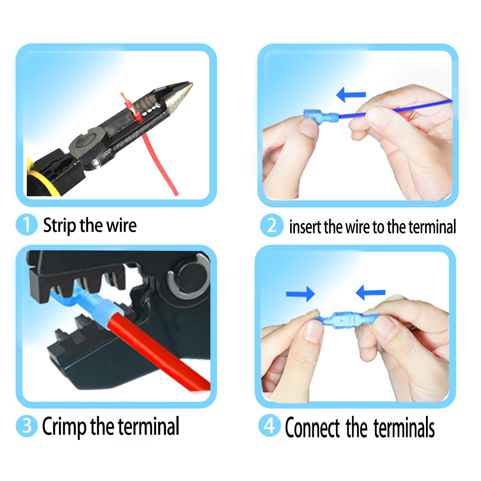 50 Stück 22-10 AWG Nylon-Flachsteckverbinder-Set, männlich und weiblich, isoliert, elektrisch, isoliert, kaltgepresste Terminals für Automobile