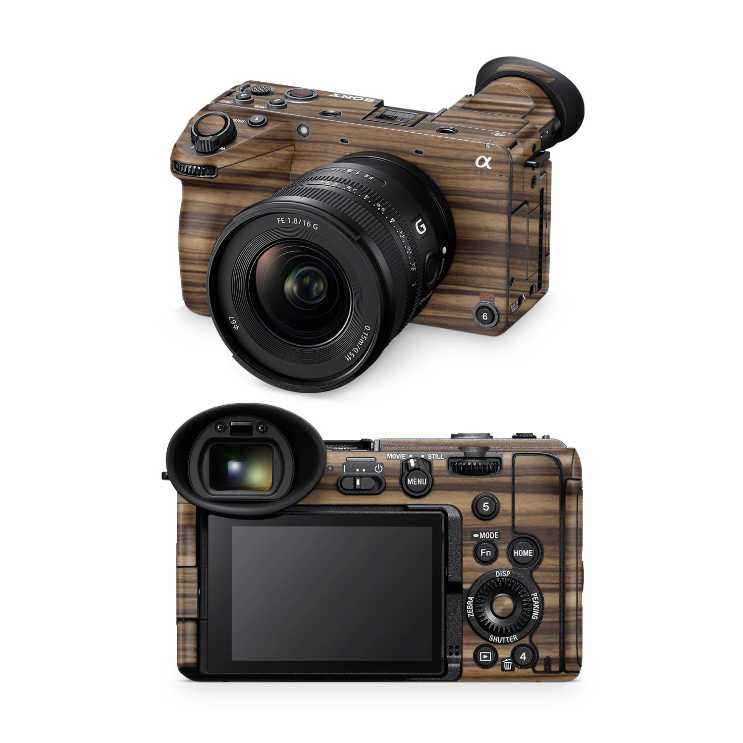 Camera Skin Compatible with Sony FX2 Digital Camera (2025) - Dark Zebra Wood - Premium 3M Vinyl Protective Wrap Decal Cover - Easy to Apply | Crafted in the USA by MightySkins