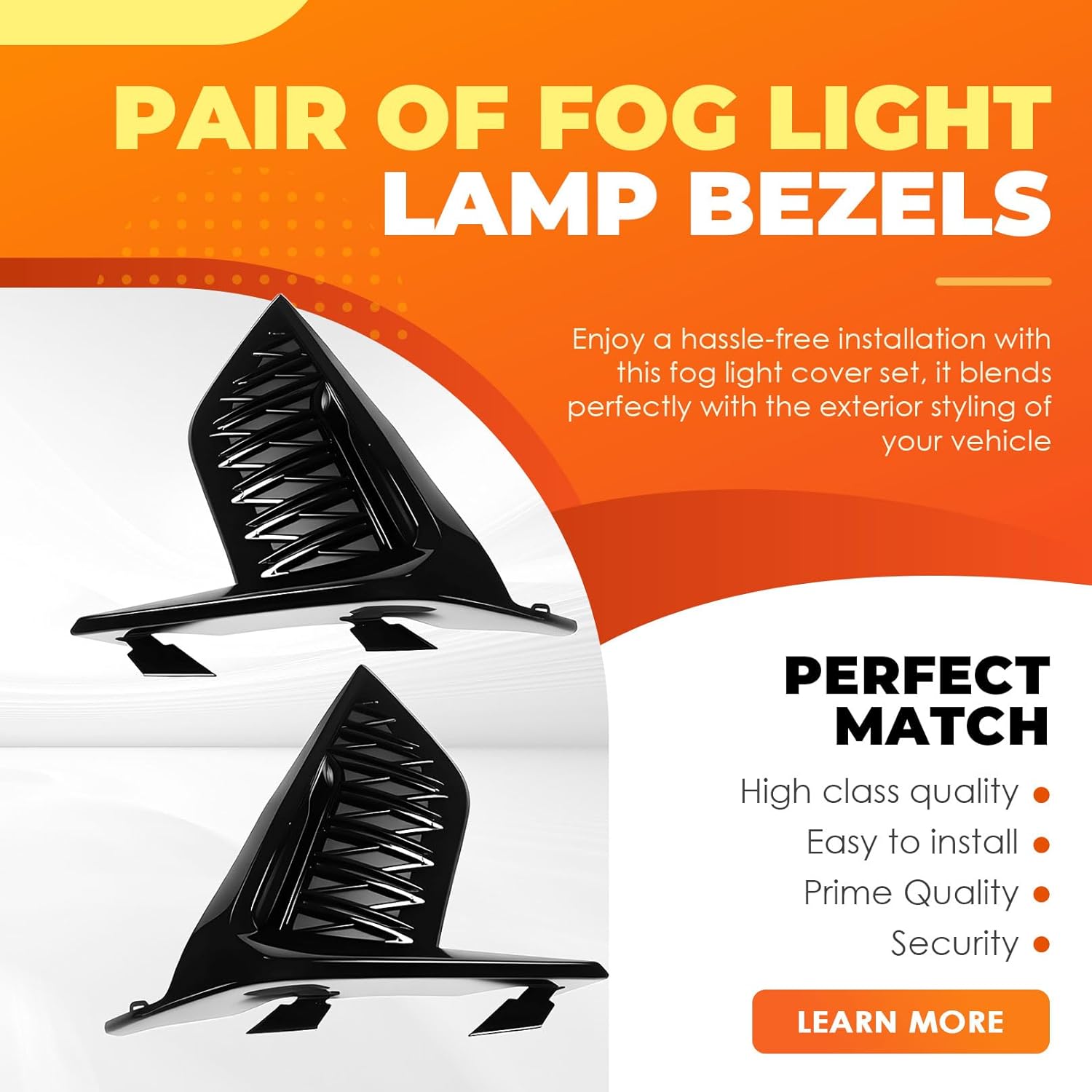 Front Left and Right Fog Light Cover Compatible with 2021 2022 IS300 IS350 F Sport Pair of Black Lower Bumper Fog Light Lamp Bezels