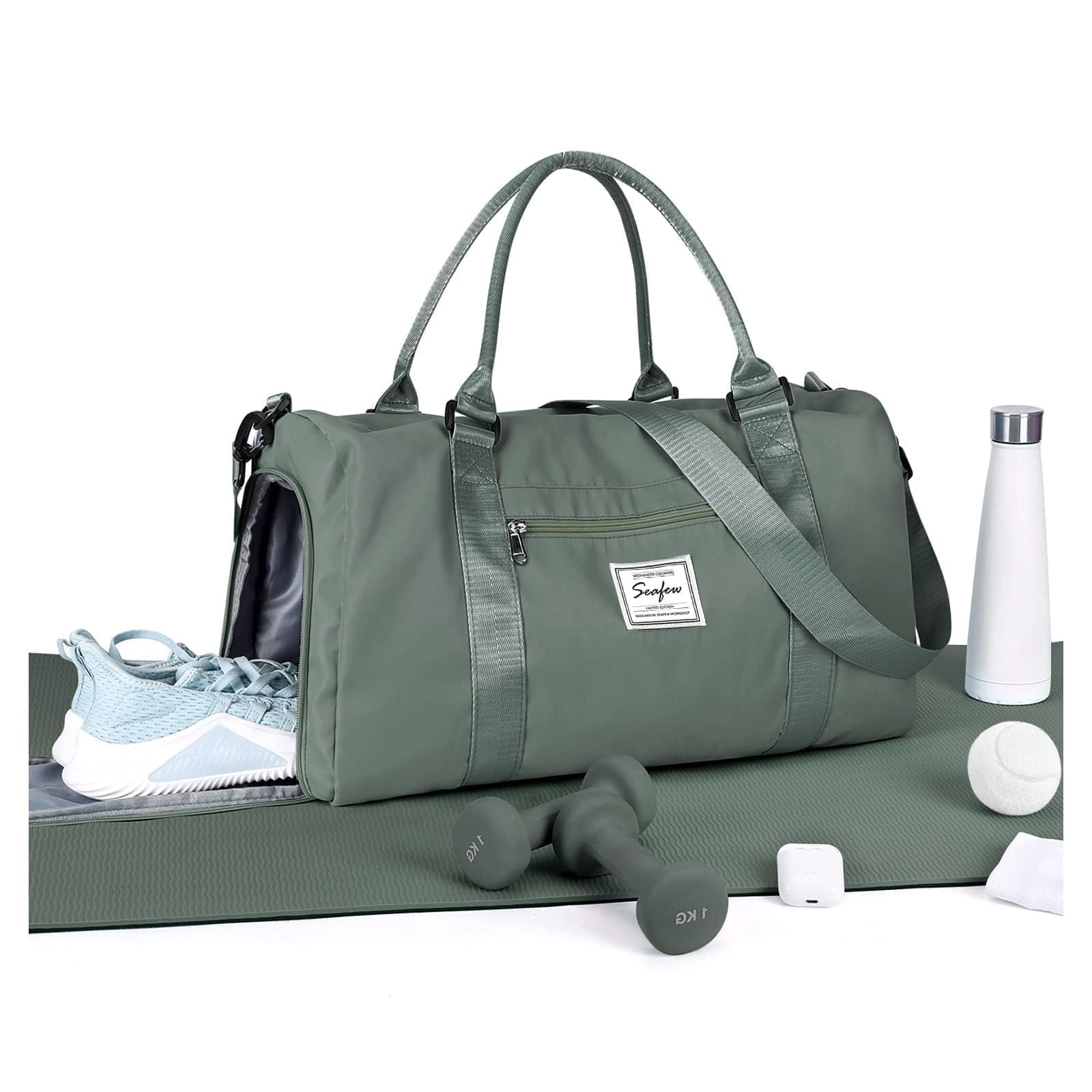 WEPLAN Sport Duffel Bag Damen Herren Sporttasche mit Schuhfach & Nassfach Reisetasche Handgepäck Tasche Sporttaschen Fitness Tasche Gym Bag Weekender Travel Bag Schwimmtasche Trainingstasche