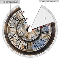 Vista 3 de Falda de árbol de Navidad de 48 pulgadas con ribete de flecos, tapete de árbol de reloj steampunk para árbol de Navidad, decoración rústica