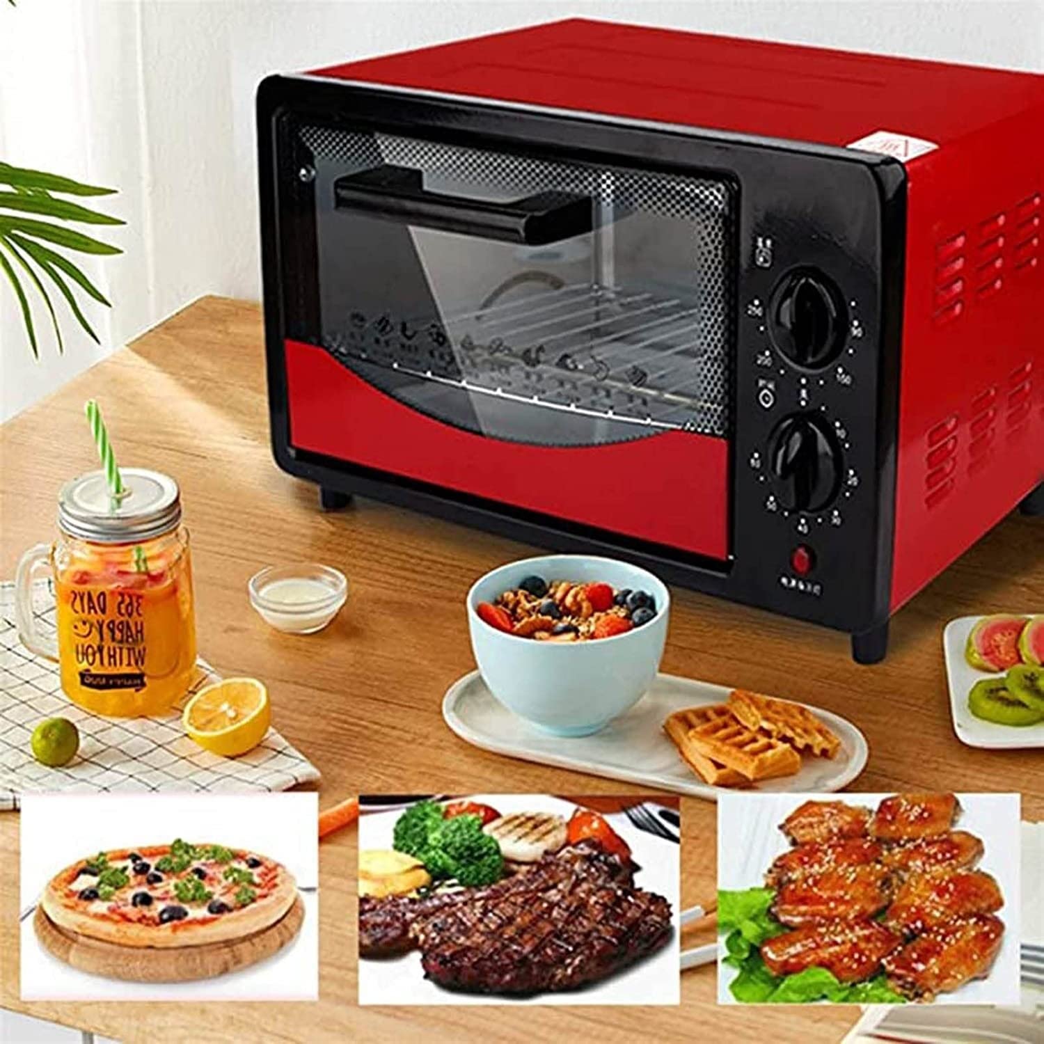 Mini Forno Macchina for la Colazione Tre in Uno 12L Controllo della Temperatura Regolabile 60 Minuti Tostapane a Convezione Temporizzata Forno Domestico Multifunzionale Facile da Pulire