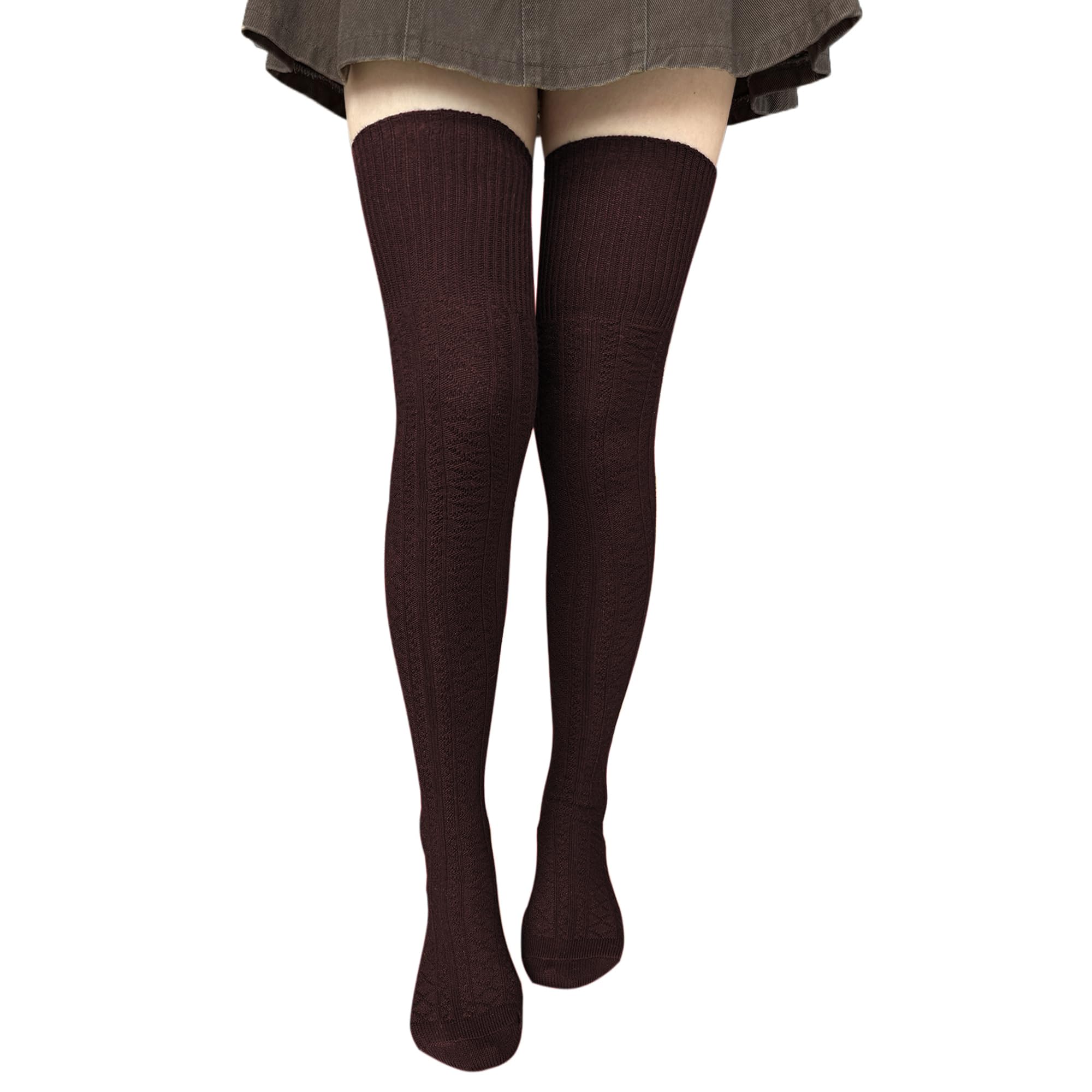 Bestjybt Women Thigh High Socks Cotton Cable Knit Over the Knee Boot Stockings Long Warm leg Warmers
