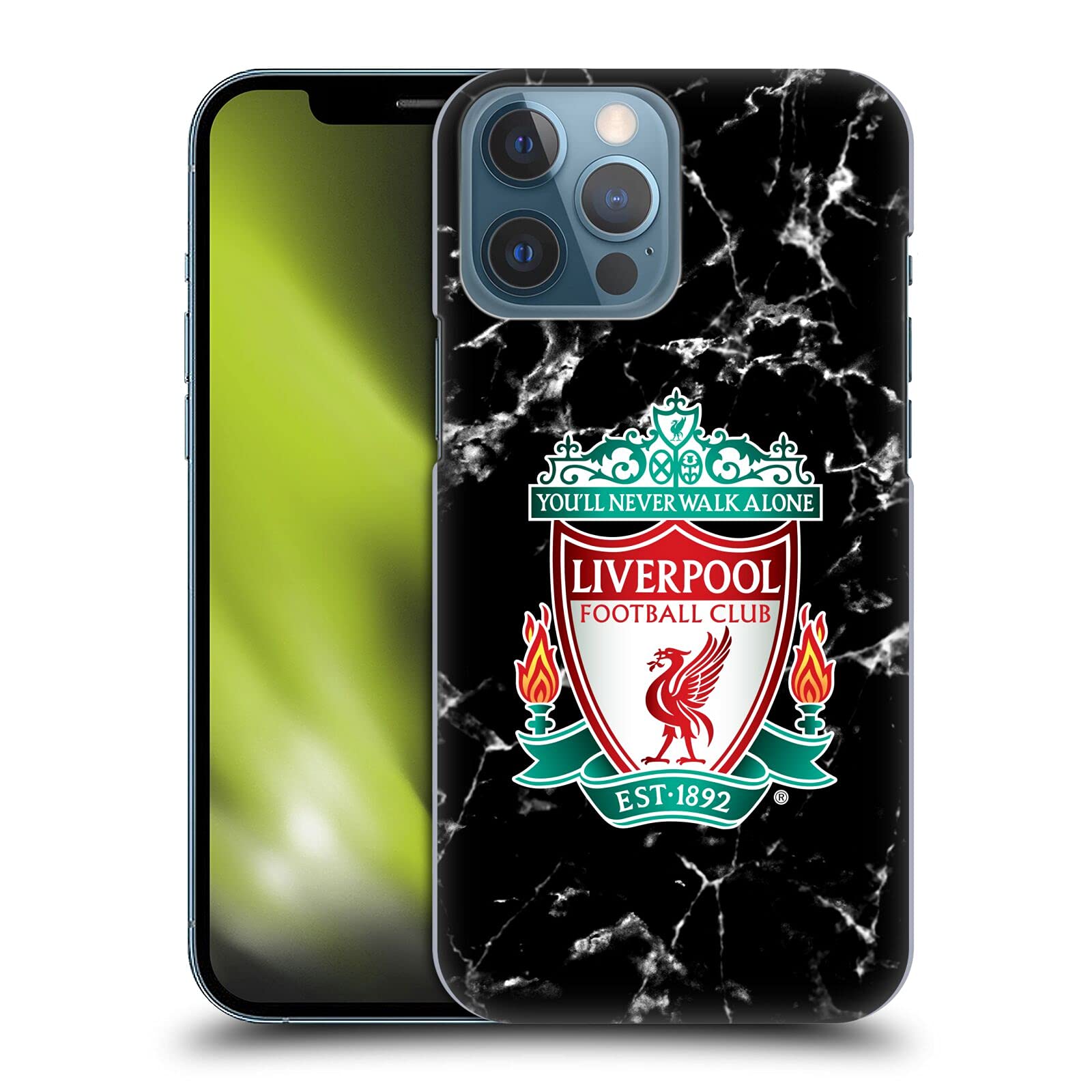 Head Case Designs Officially Licensed Liverpool Football Club Black Crest Marble Hard Back Case Compatible With Apple iPhone 13 Pro Max