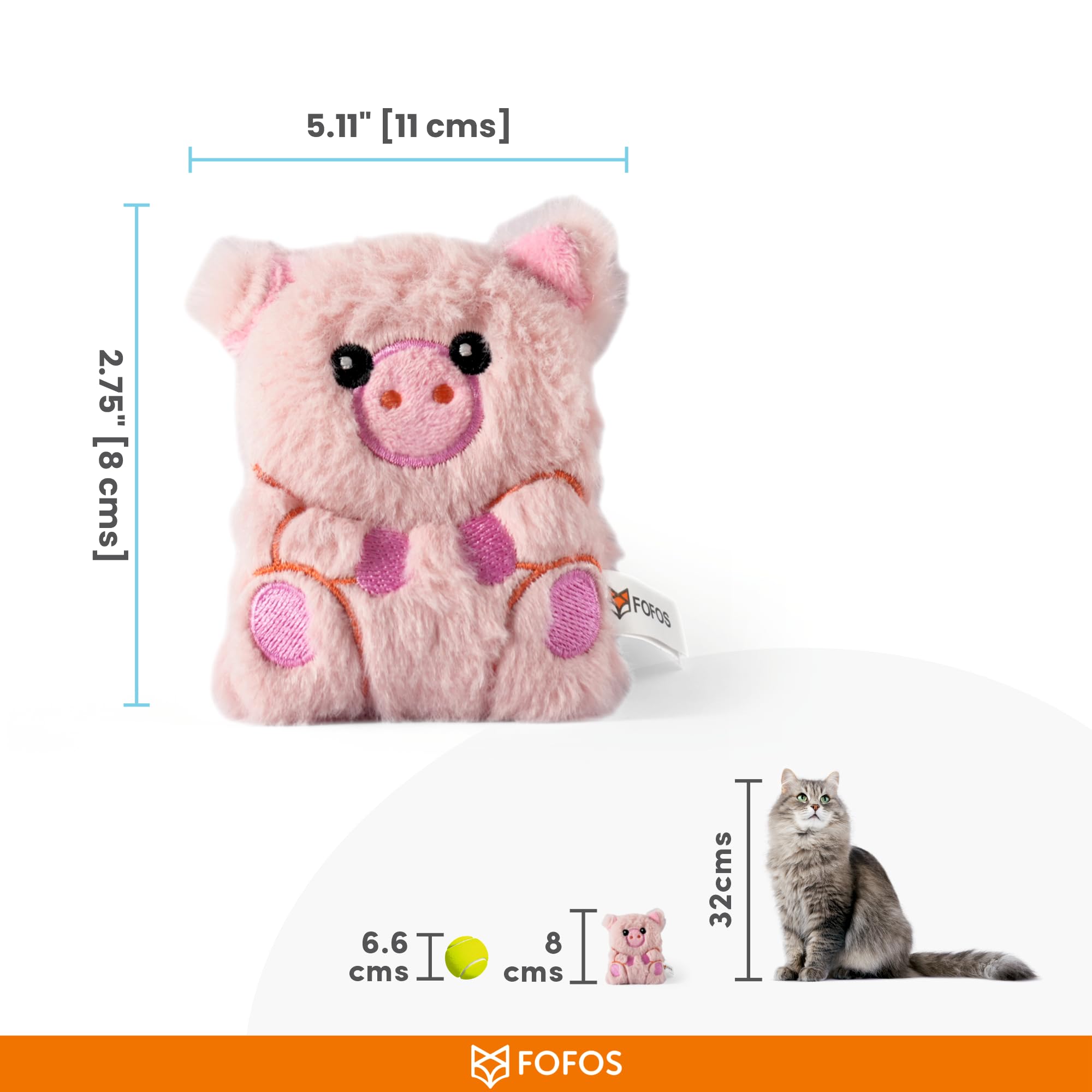 FOFOS Pig Floppy - Juguete Arrugado para Gatos