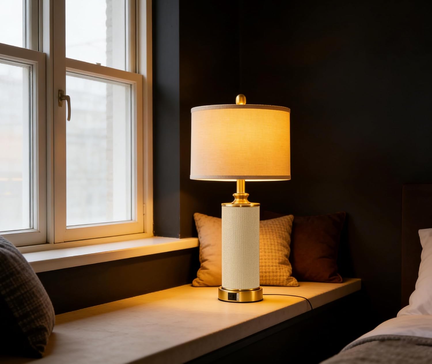 25.5"Boho Weaving Gold Large Table Lamps Set of 2, Touch Control 3-Way Dimmable Farmhouse Bedside Lamps with USB A+C Charging Ports for Living Room/Bedroom/Office-with (2 LED Bulbs Included)