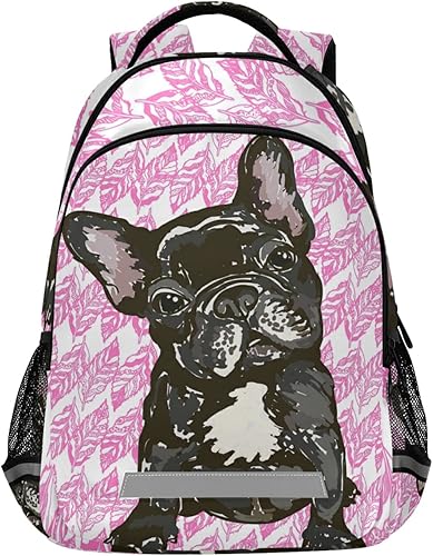 Cachorro Bulldog Francés Mochilas de Viaje Portátil Daypack Escuela Libro Bolsa para Hombres Mujeres Adolescentes Niños
