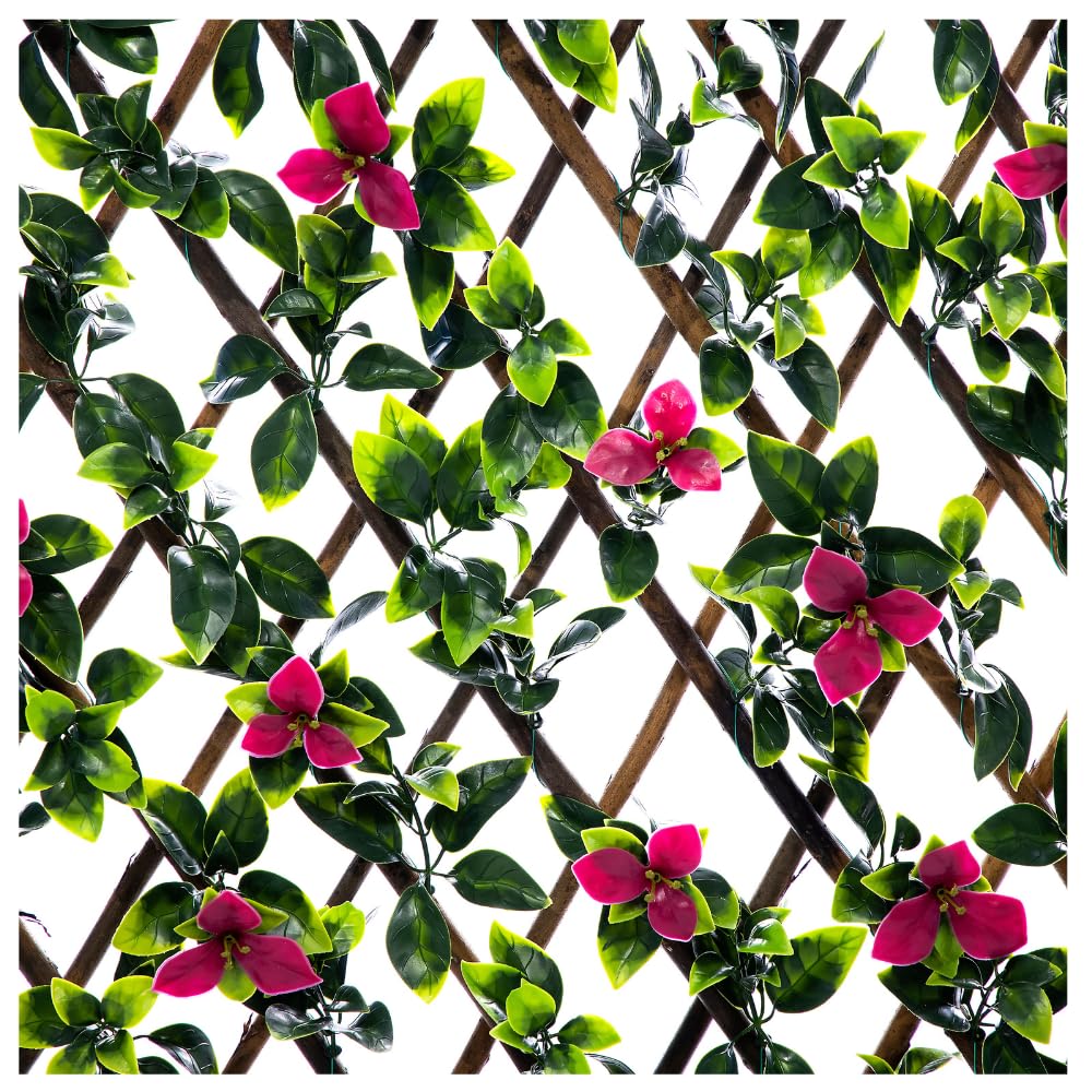 Expanding Wooden Trellis 200cm x 100cm Artificial Privacy Screen Garden Balcony Fence (Gardenia)