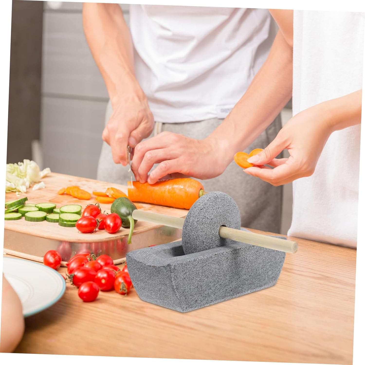 Generic 1 Set Manual Stone Pestle Grinder for Tea Coffee Traditional Hand Crank Stone Mill for Efficient Grinding of Tea Leaves Spices Beans Kitchen Essential