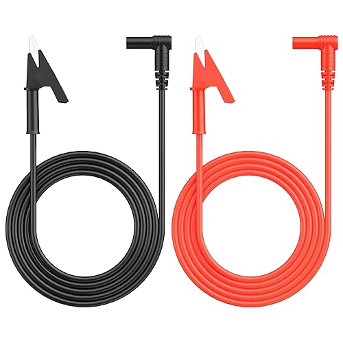 1 par de cable de prueba de enchufe de plátano a clip de cocodrilo, 39.4 in3.28 pies, corriente nominal de 15 A, voltaje máximo de 1000 V, cable de