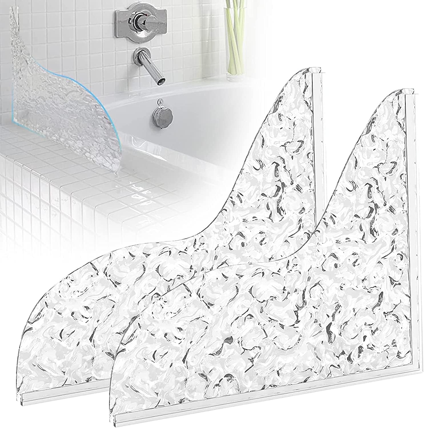 Protections Anti-éclaboussures Pour Baignoire - Lot De 2 | Acrylique Transparent, Autocollant | Pour Douche, Évier