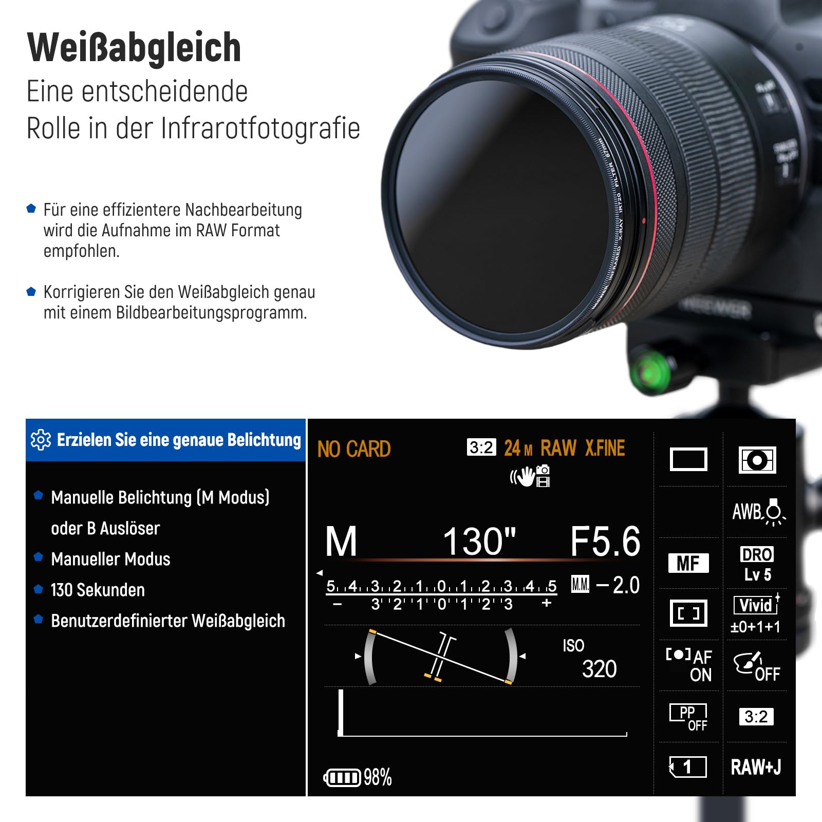 NEEWER 67mm Infrarot Filter Set, 4er Pack IR720/IR760/IR850/IR950 Infrarot IR mit Tragetasche und Reinigungstuch, kompatibel mit Canon Nikon Sony Panasonic Fuji Kodak IR unterstützten DSLR Kameras