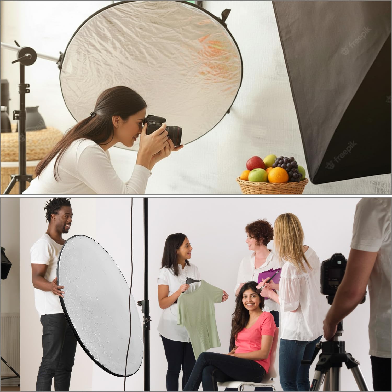 QWORK® 5 en 1 Réflecteur Pliable diffuseur 110 cm avec Sac de Transport - Idéal pour la Photographie en Studio et en extérieur