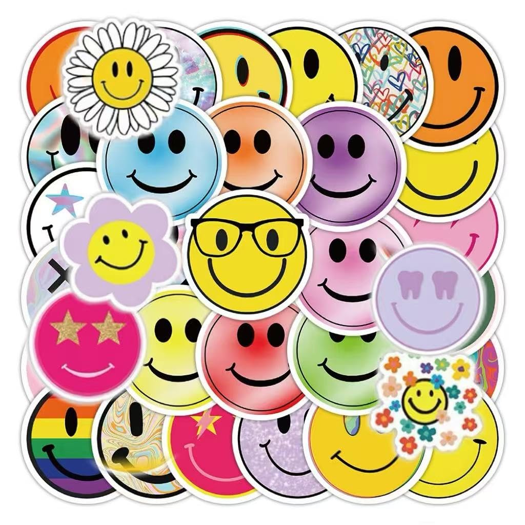 100PCS Smiling Stickers, Cute Water Bottle Stickers for Kids for Teaching Rewards Notebooks, Stationery, Luggage