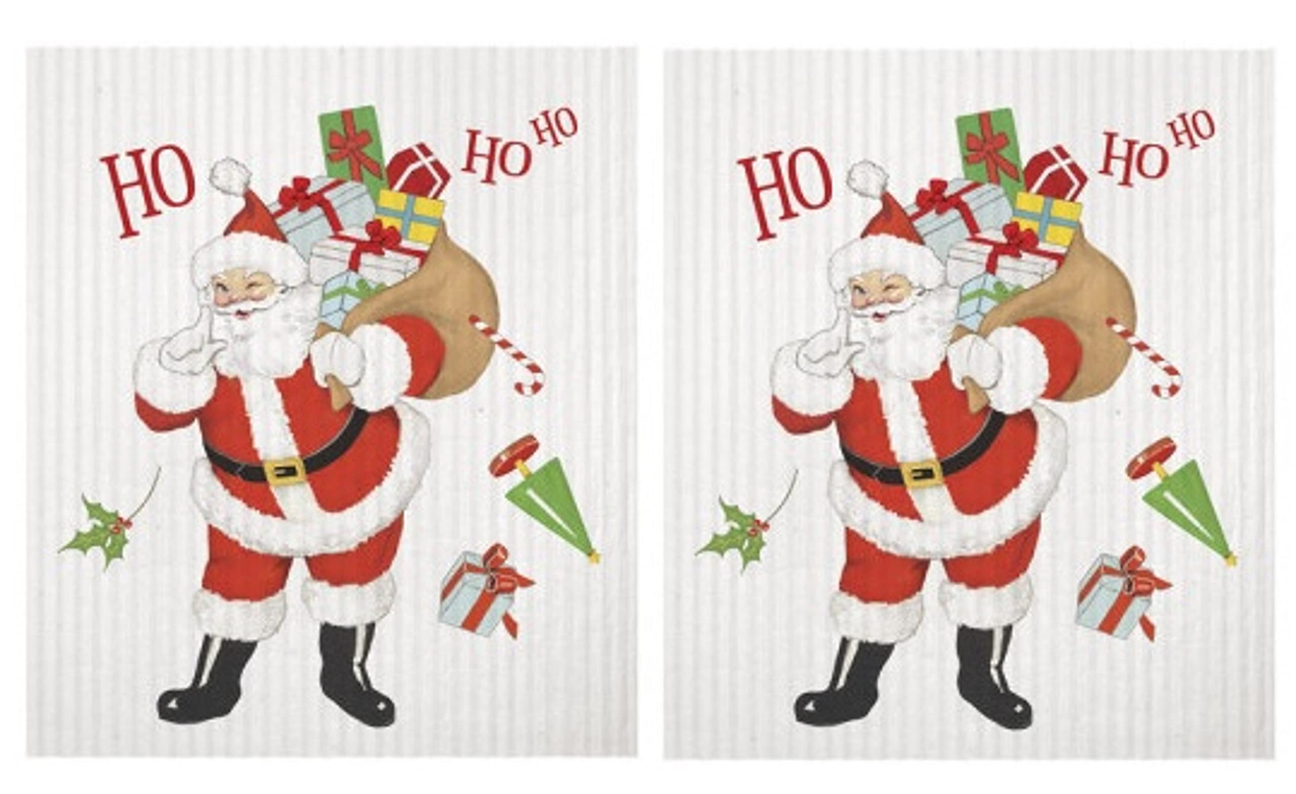 Mary Lake Thompson 2 SC594 Reusable Kitchen Sponge Cloths, Christmas Cheer Santa