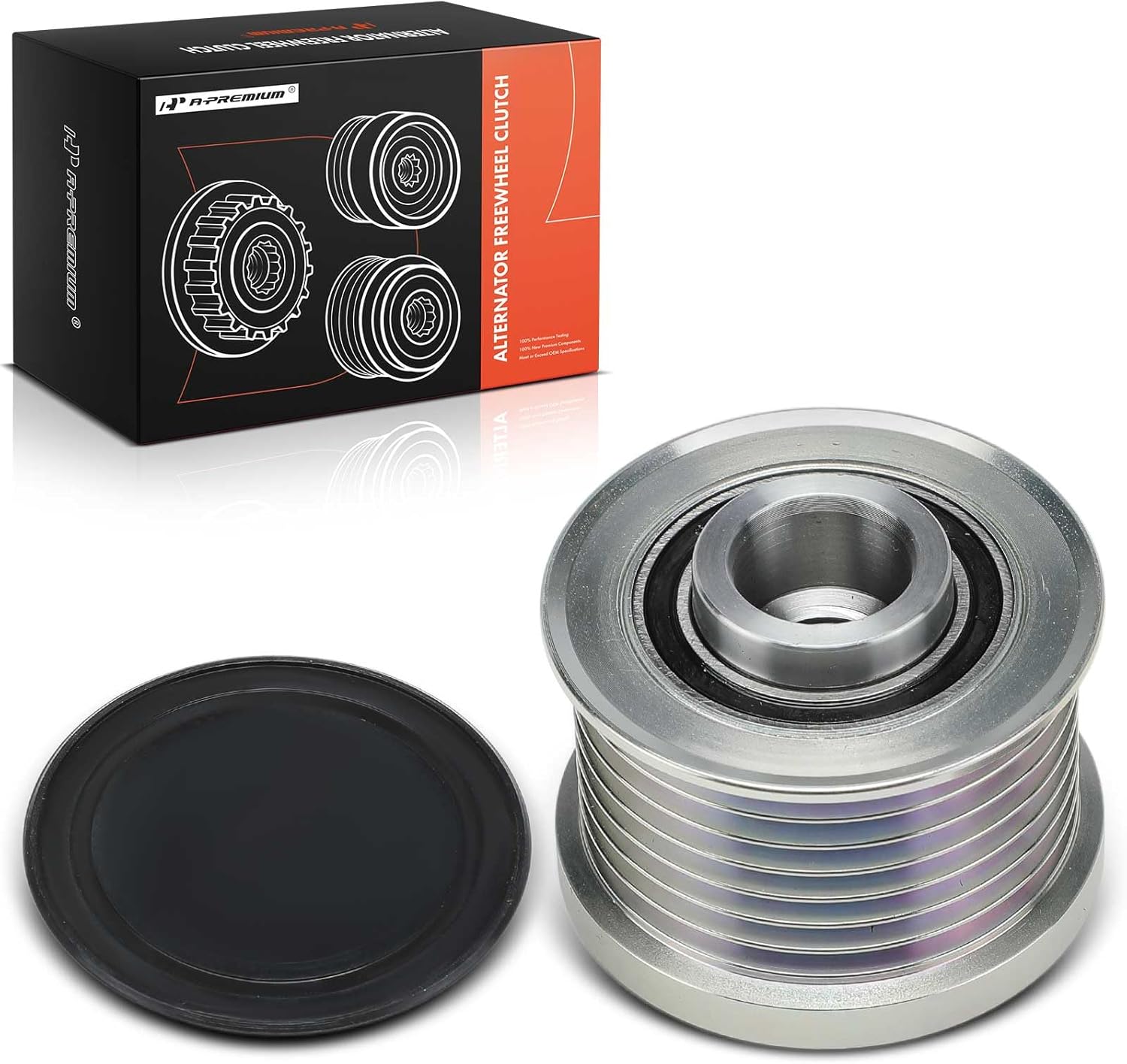 A-Premium Alternator Freewheel Clutch Pulley, 7 Grooves, Compatible with BMW 335i 2012-2013, 335i xDrive 2012/2014, X1 2013-2015, 120i 2005-2012, 135i 2011-2013, Z4 2009-2016, 2.0L 3.0L, Clockwise