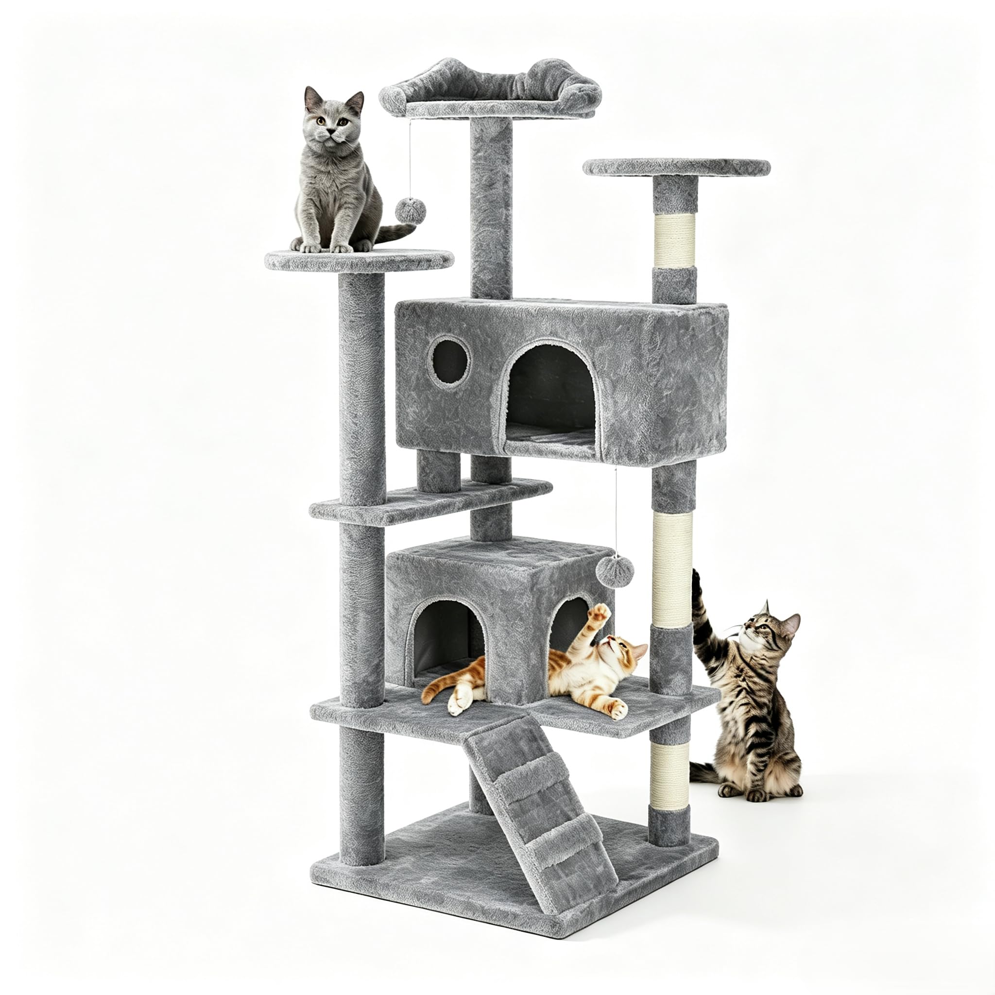 DUMOS 54 Inch Cat Tree Tower with Scratching Posts, Indoor Use
