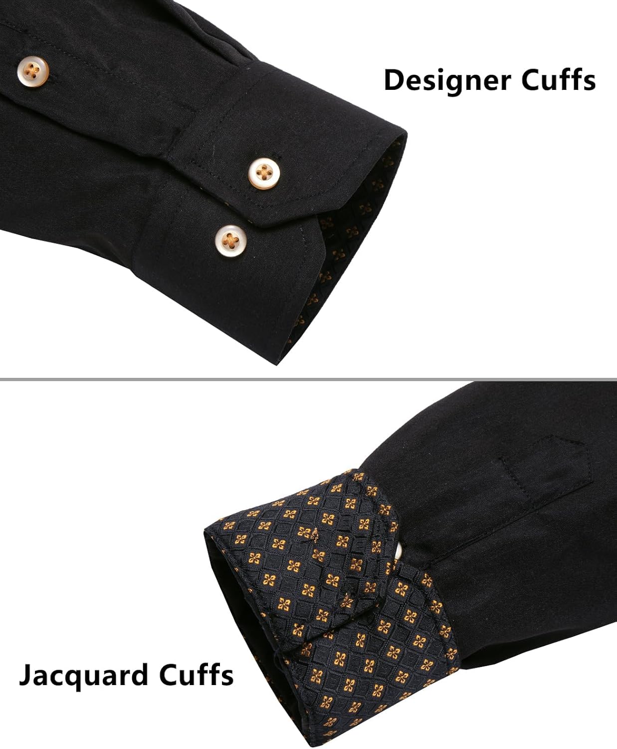 Hi-Tie Men's Wrinkle Free Inner Contrast Jacquard Long Sleeve Button Down Shirt