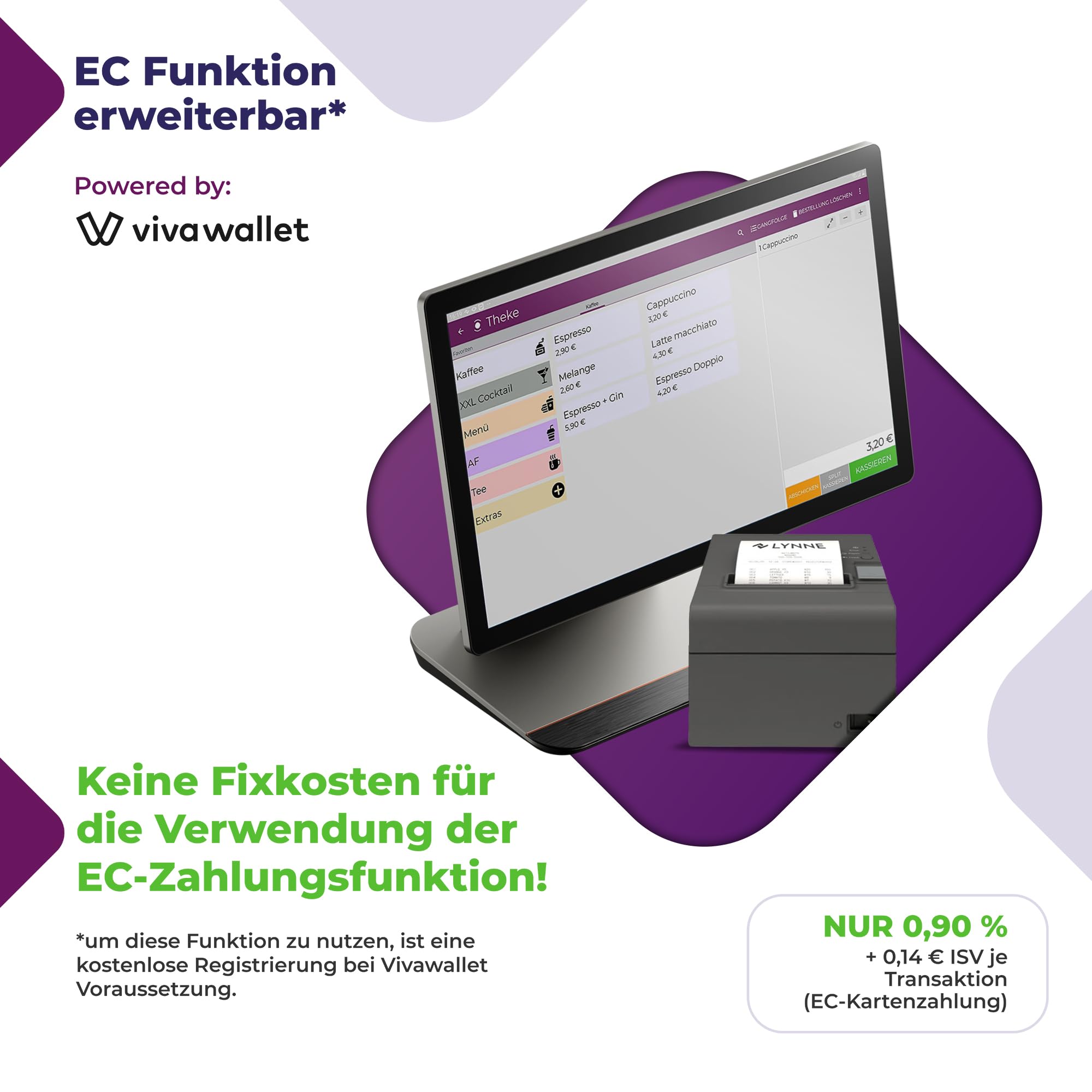Registrierkasse Kassensystem - Finanzamtkonform 2022 - TSE ready - integrierter Bondrucker - Gastronomie, Handel - GRATIS Ersteinrichtung des POS Terminal (SUNMI D3 PRO + Drucker Hipster)