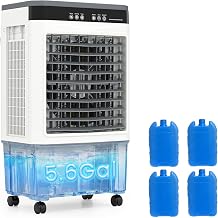 VCJ 1800CFM Evaporative Air Cooler, 5.6 Gal 3 IN 1 Windowless Portable Swamp Cooler Air Conditioner,120 Oscillation, 3 Speeds, 12H Timer, 4 Ice Packs, Air Cooling Fan for Bedroom Room Office Garage