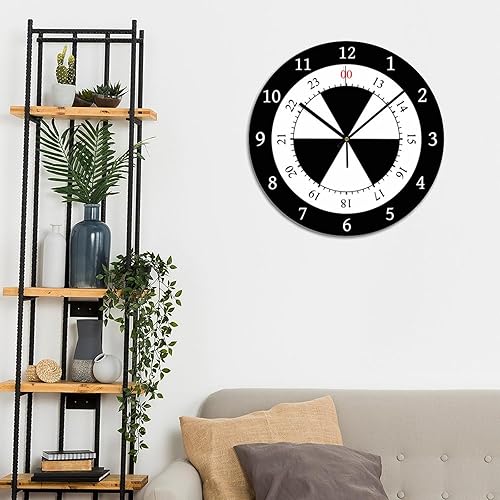 Miniatura 5 de Reloj de pared militar Time de 12 horas de madera, reloj redondo de madera, decoración de pared, reloj de pared decorativo de 10 pulgadas, reloj de