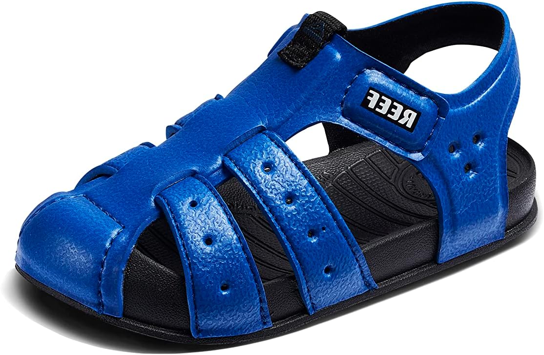 Reef Kids Boys Sandals, Little Water Beachy, Blue/Black, 12