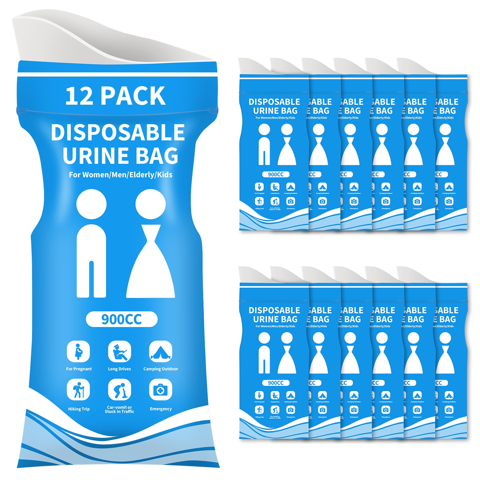 12 24 Pcs Disposable Urine Bags 900ML Pee Bags for Travel for Women and Men Emergency Vomit Bag