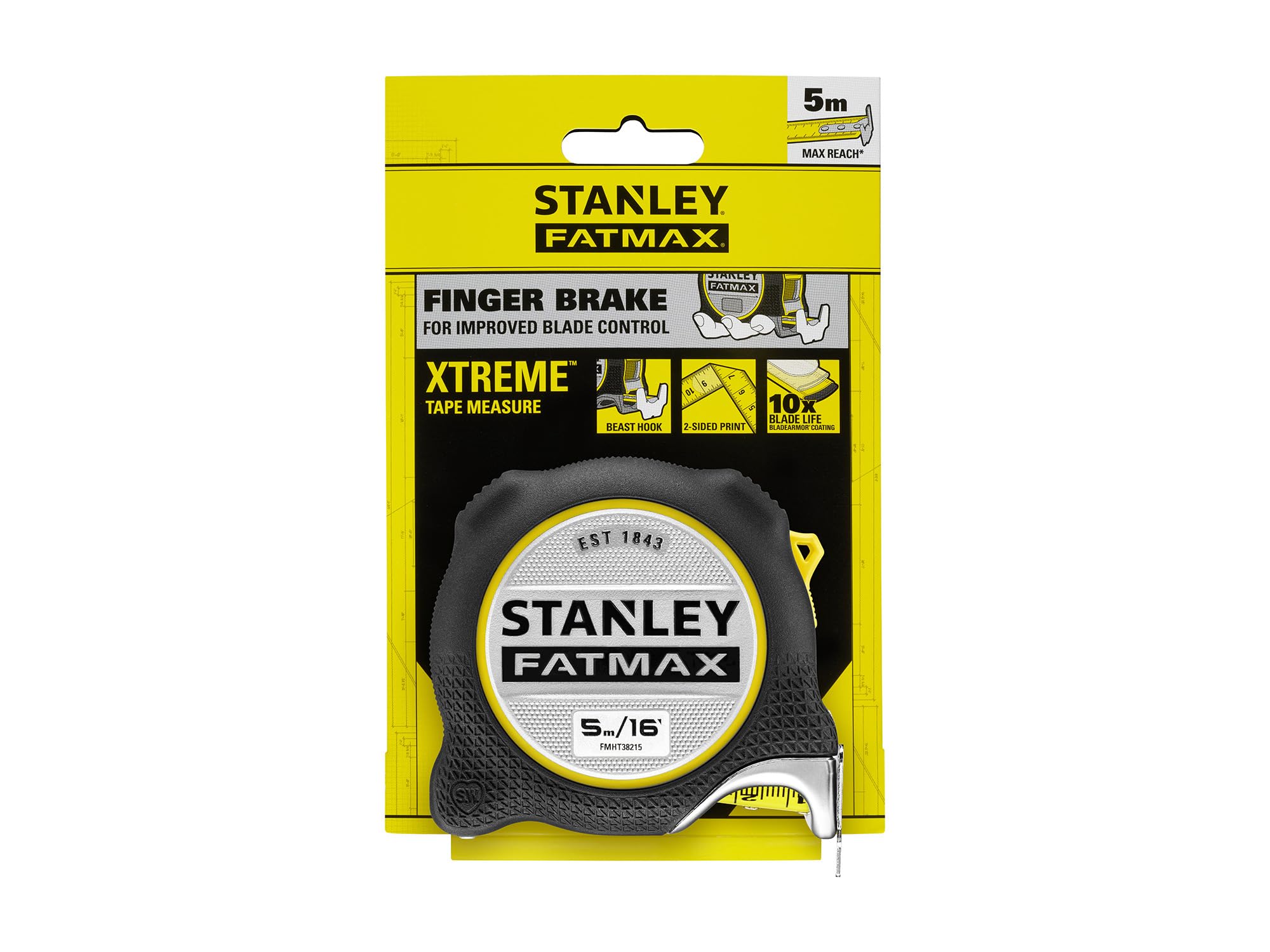 STANLEY FATMAX Xtreme Mètre Ruban 5 m par 16 ft, FMHT38215-5