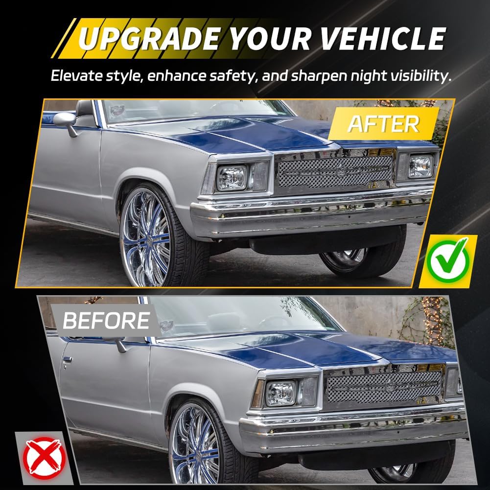 Front Side Marker Lights Housing Compatible with 1978-1979 GMC Caballero, 1978-1979 Chevro-let Malibu/El Camino, [DOT Certified] Turn Signal Marker Light Cover [No Bulbs], Clear Lens