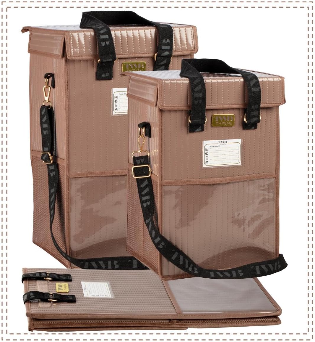 The Wig Bag - Carry Travel Wig Case. Opens Full Size, Folds Flat for Easy Storage - Dusty Pink, Large - 20" Tall