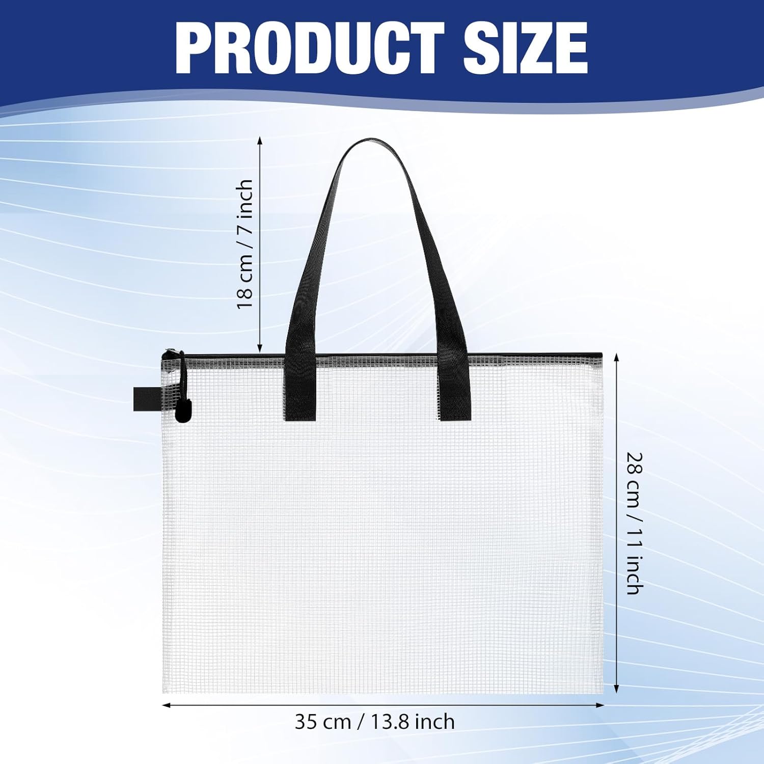 Reginary 24 Pcs Mesh Zipper Pouch File Bags with Handle Bulk A4 11 x 13.8 Inch Zipper Mesh Document Pouch Artwork Storage Organize for Office School Supplies Paintings Puzzle Travel Storage(Black)