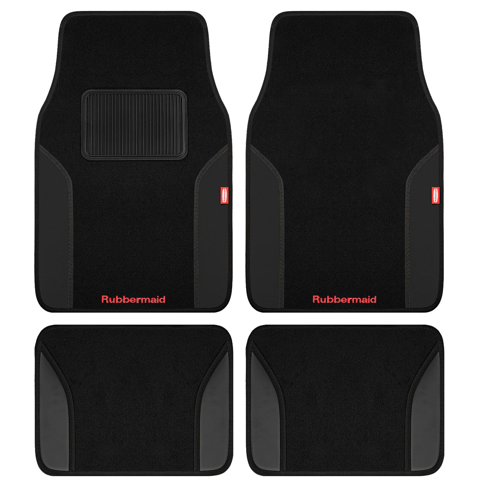 Rubbermaid Car Mats Carpeted Floor Car Mat with Faux Leather Built-in Heel Pad Two-Tone Car Rug Floor Mats