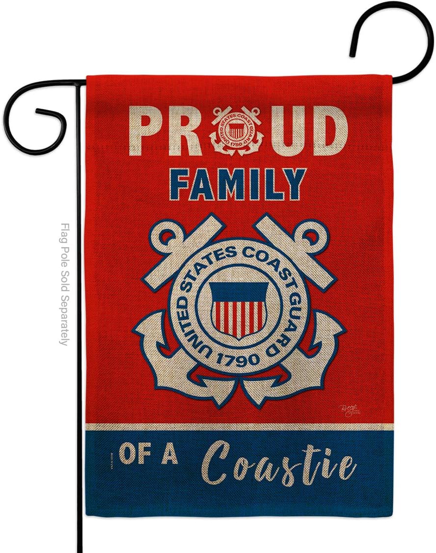 Coast Guard Proud Family Coastie Garden Flag Armed Forces USCG Semper Paratus United State American Military Veteran Retire Official Small Gift Yard House Banner Double-Sided Made In USA 13 X 18.5