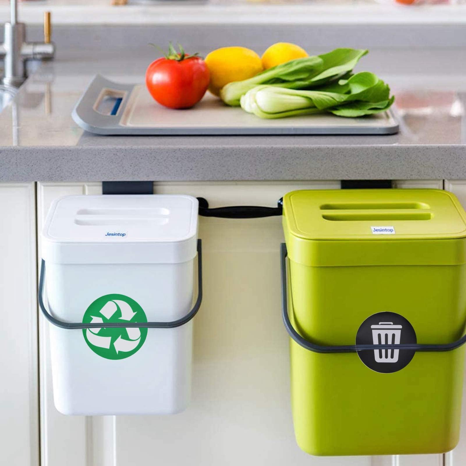 Autocollant de Recyclage HERCHR, Pack de 18 Autocollants Vinyle pour Poubelle Intérieur Extérieur