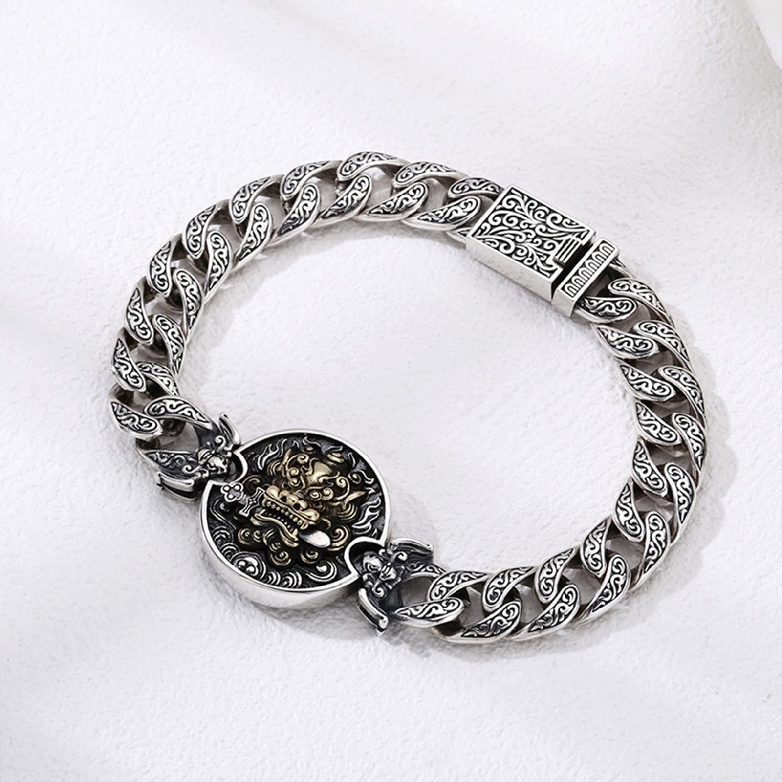Pulsera para hombre de plata de ley S925, cadena cubana