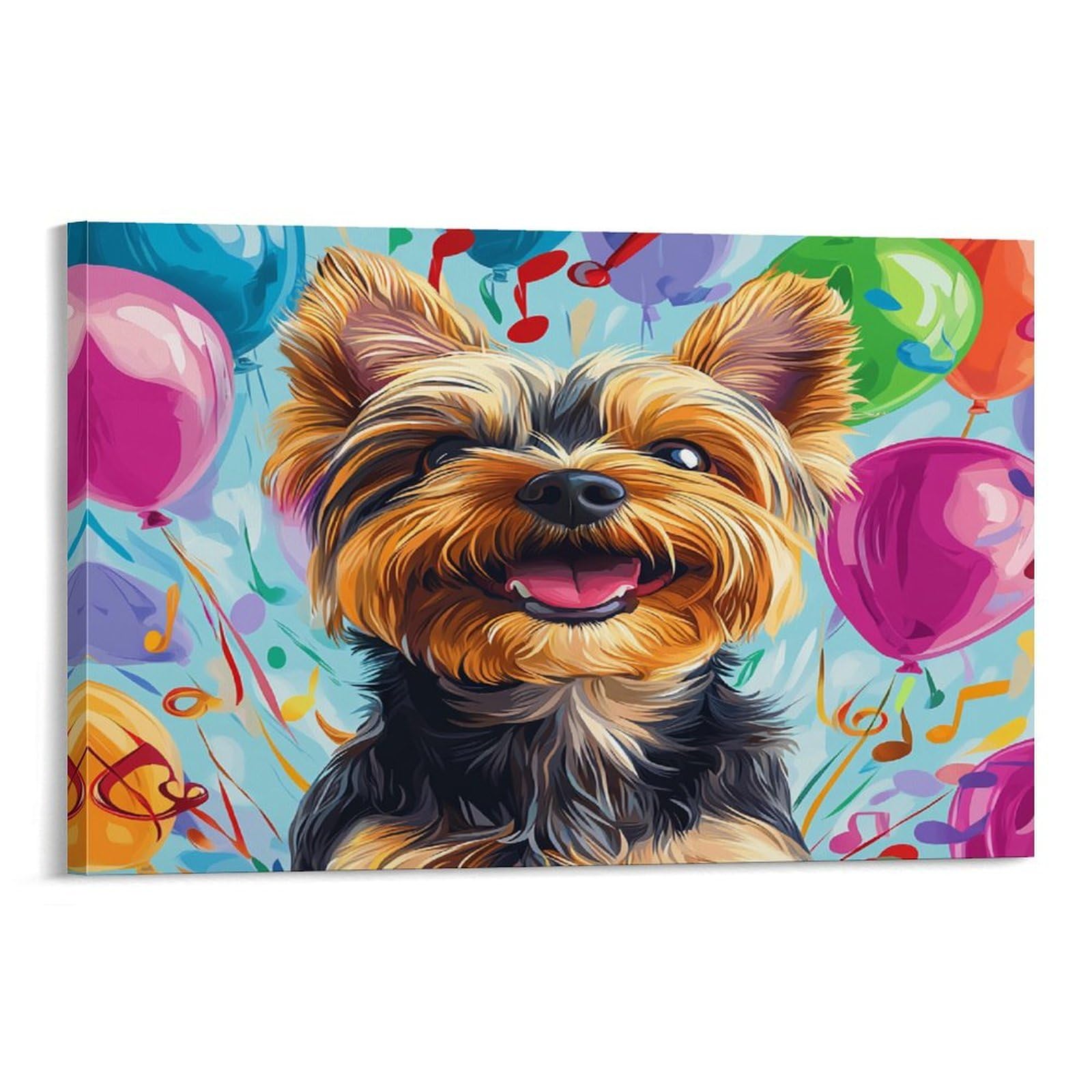 CPLVKWRQJ Yorkie Celebration Individual Dog Art Style Wall Art Decor - Office Wall Focal Art Multi-Purpose Fade Resistant Decor 20x30inch(50x75cm)