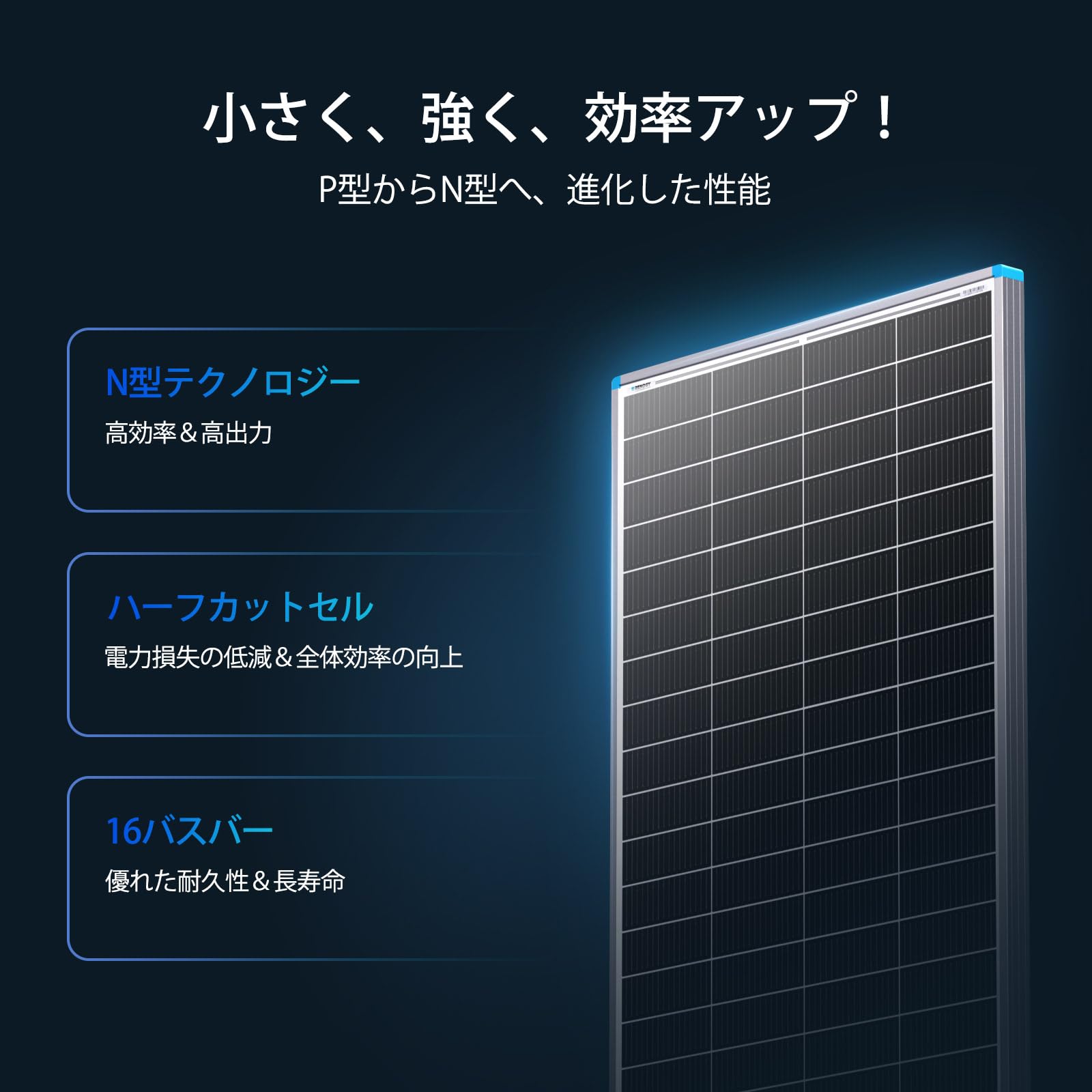 Amazon | Renogy 175W 12V 25%の高変換率N型高効率ソーラーパネル 16BB