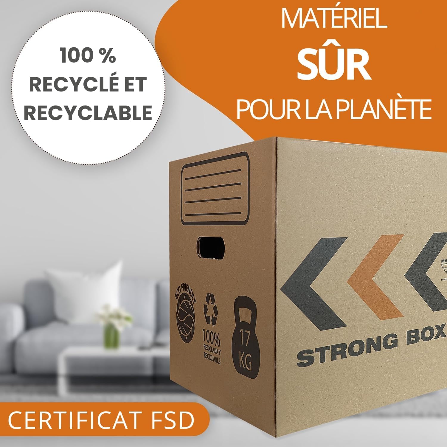 Carton Déménagement 50x30x30 cm Lot de 20 Boîtes Réutilisables Renforcés avec Filet de Protection