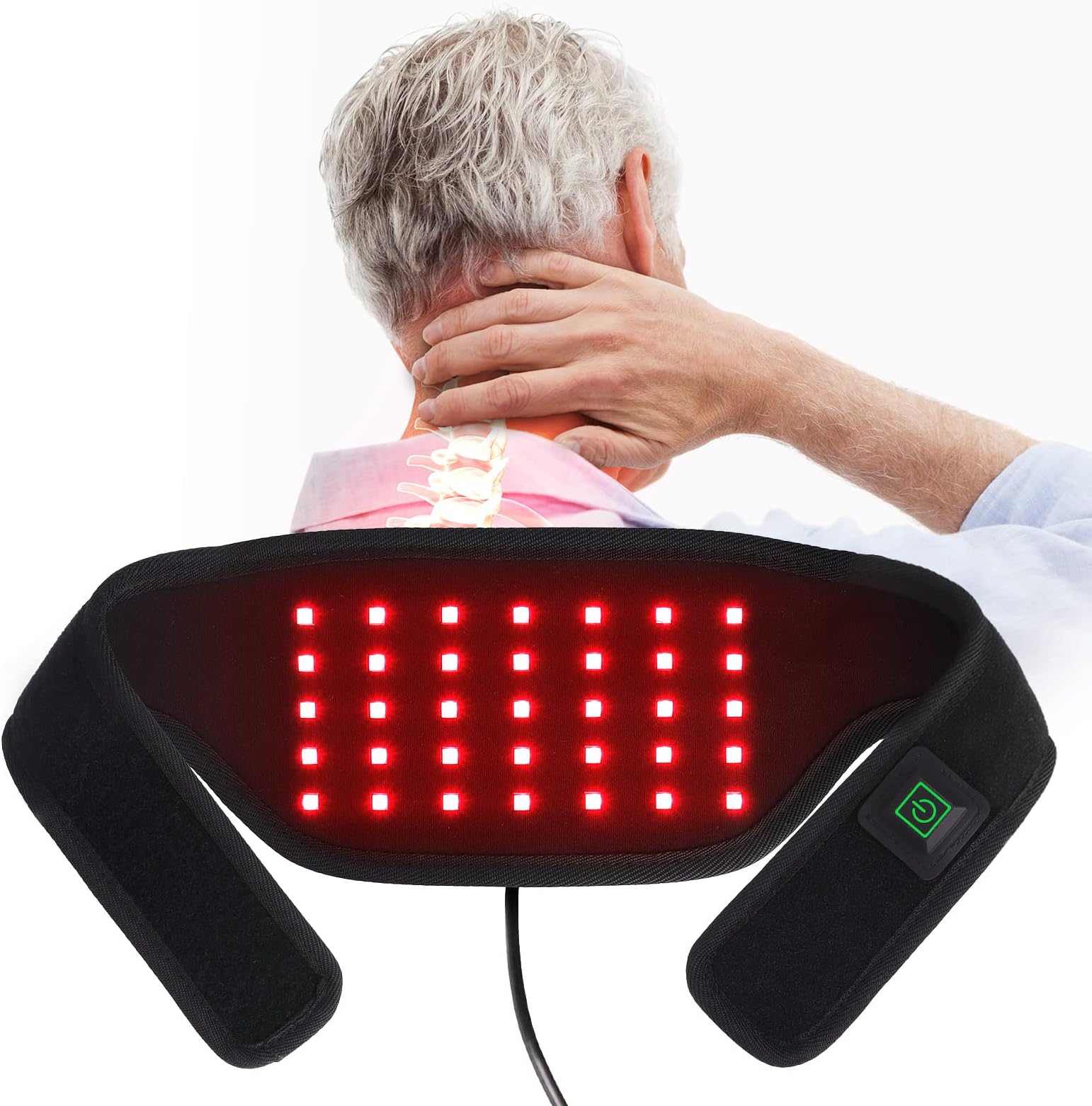 BOLASEN Red Light Therapy Wrap - Infrared Light Therapy for Neck Pain Relief, Red Light Therapy Device for Body with Auto Off Function, 35PCS 660nm & 850nm LEDs Red Light Belt for Joint Pain Therapy