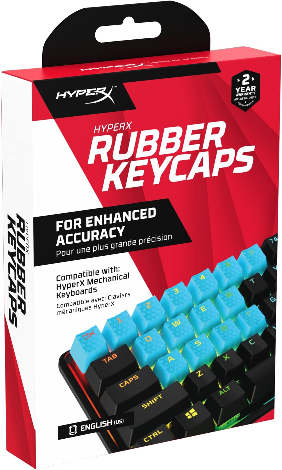 Rubber Keycaps – Gaming Accessory Kit, 19 Keys, English (US) Layout, Blue
