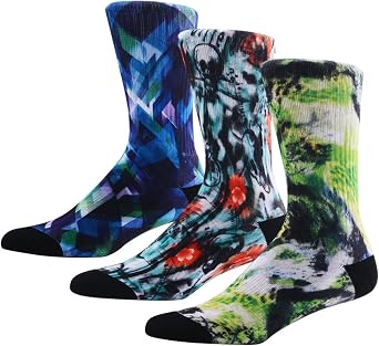 MEIKAN 3, 4, 5, 6 Pairs Mens Novelty Socks,Digital Printing Funky Patterned Crew Socks 3, 4, 5, 6 Pairs