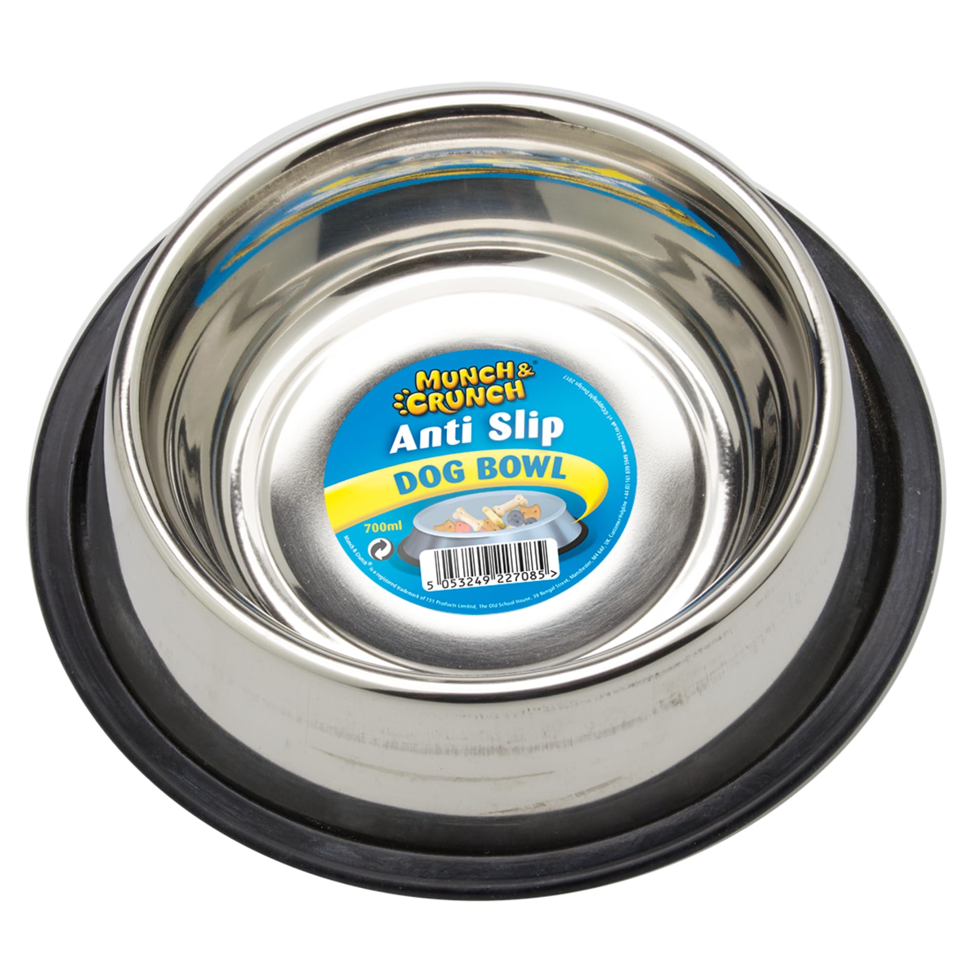 Munch & Crunch Stainless Steel Dog Bowl | 700ml Capacity for Small & Medium Dogs & Cats with Anti Slip Base (700ml Pet Bowl)